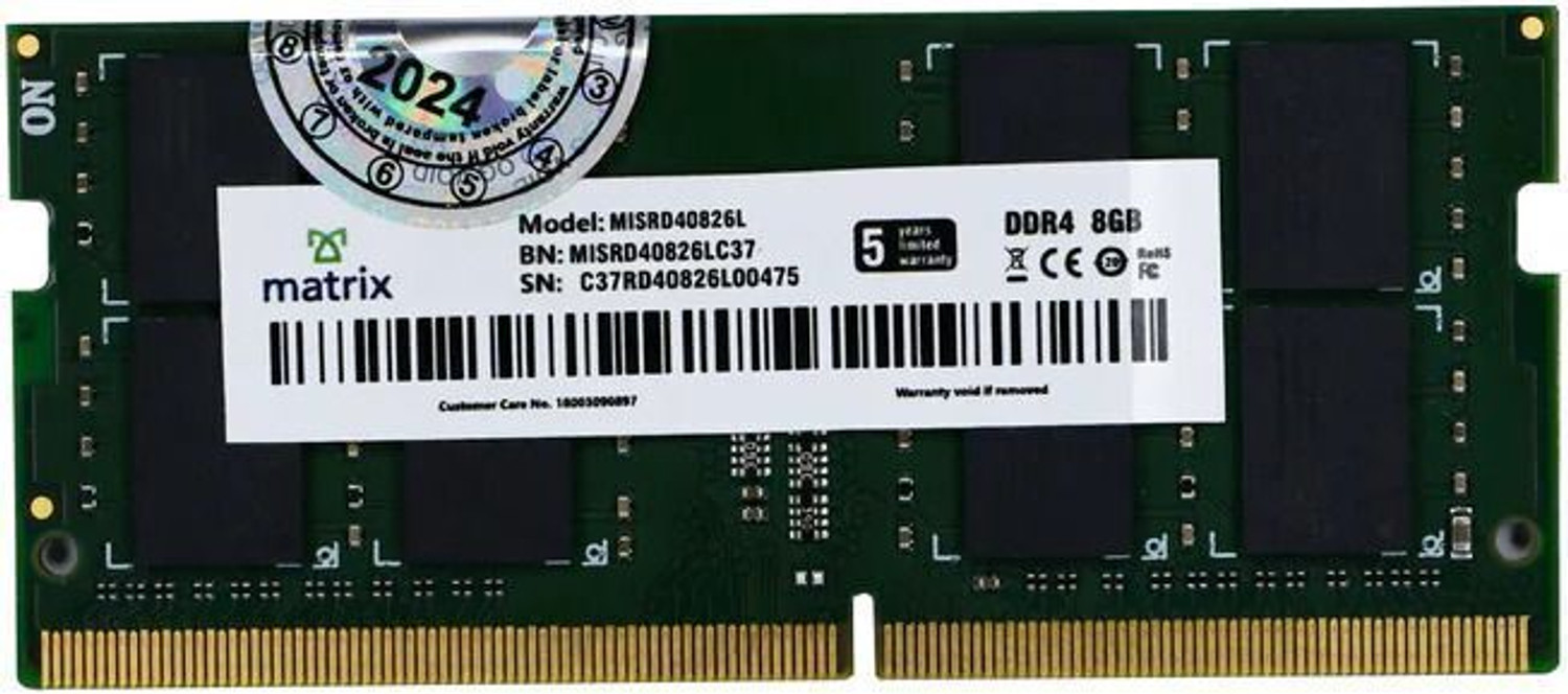Image of Matrix DDR4 DDR4 8 GB (Single Channel) Laptop DDR4 (DDR4 8GB SO-DIMM RAM for Laptop)