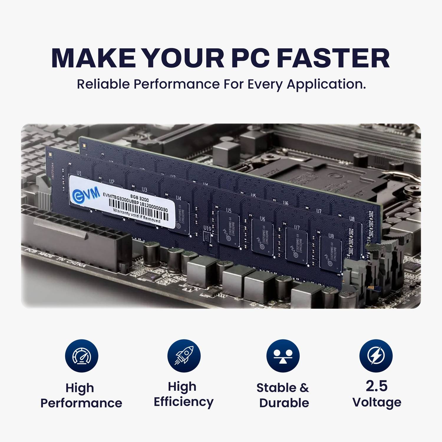 EVM Desktop RAM DDR4 8GB Black - Image 5