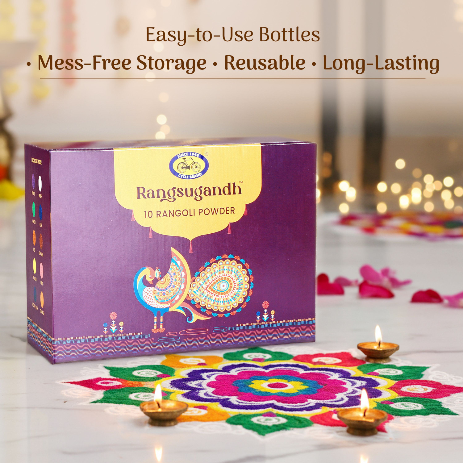 Image of Cycle Pack of 10 Rangoli Powder