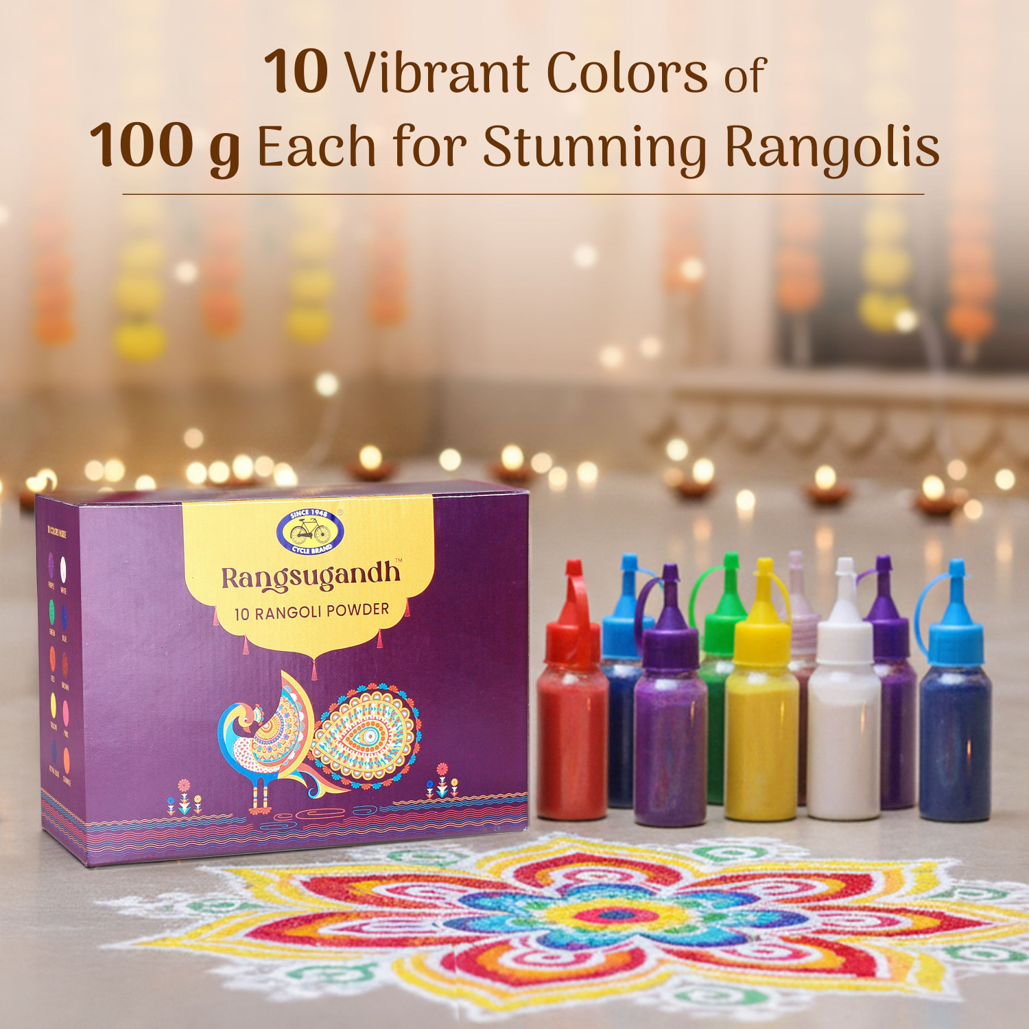 Image of Cycle Pack of 10 Rangoli Powder