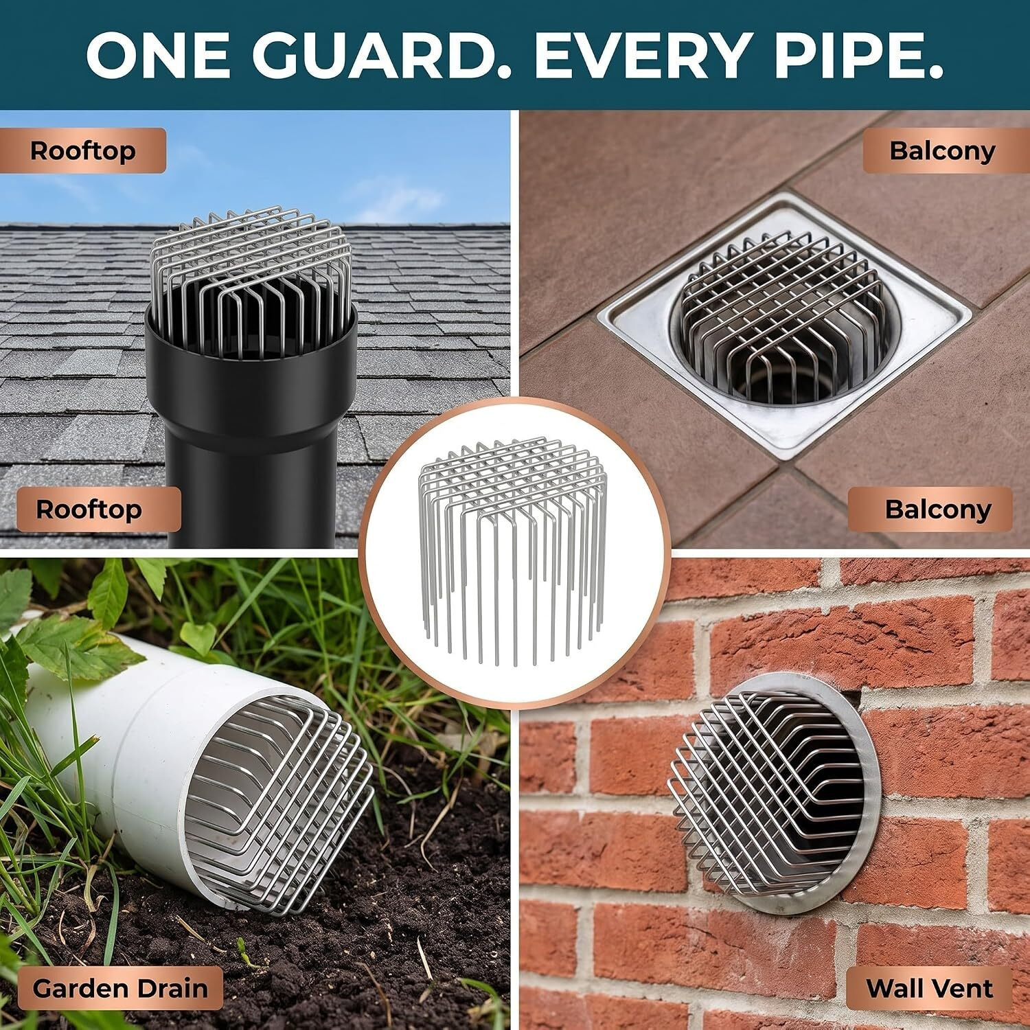 Image of Nandjiya Anti Rat Drain Pipe Cover for 95-100mm Pipes | Rust Resistant Live Trap