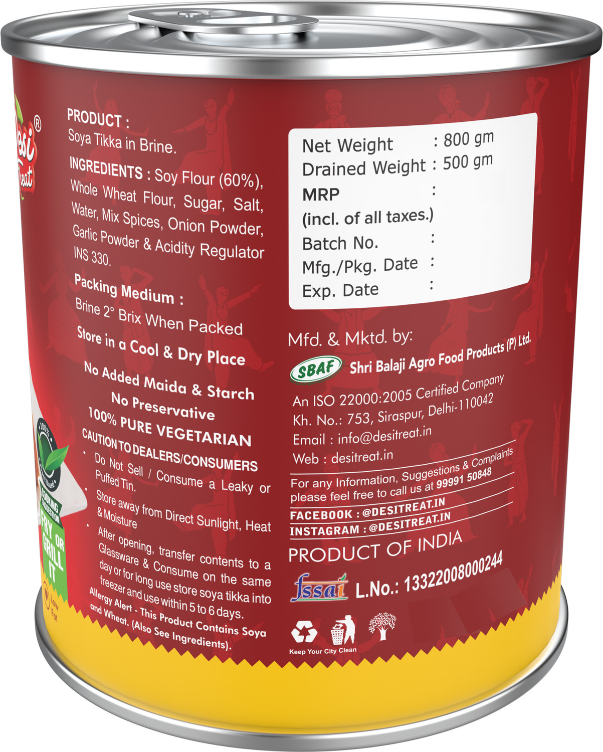 Image of Desi Treat Soya Tikka Punjabi Masala (Ready-to-Cook)