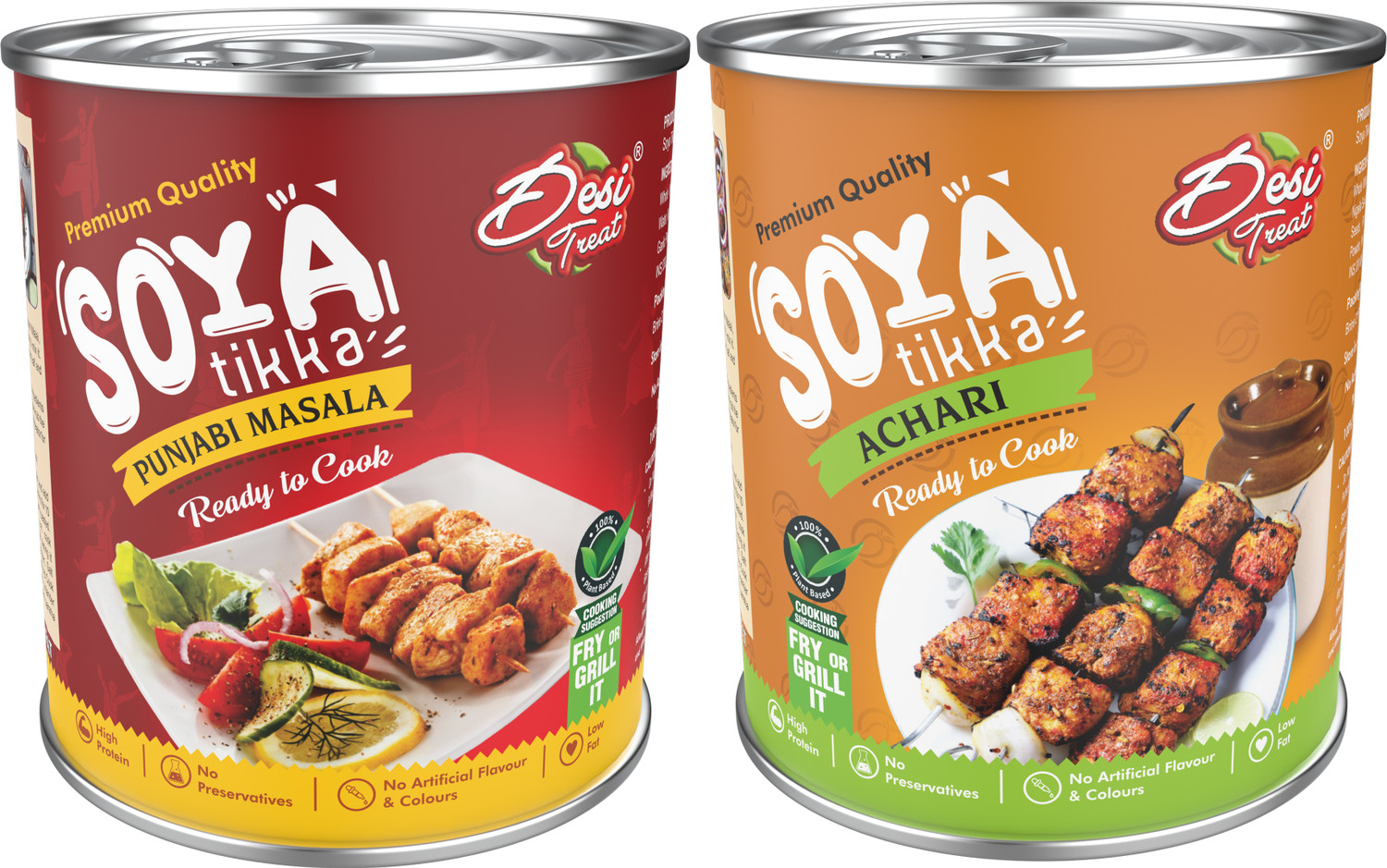Image of Desi Treat Soya Tikka Punjabi Masala & Achari Soya Tikka (Ready to Cook)