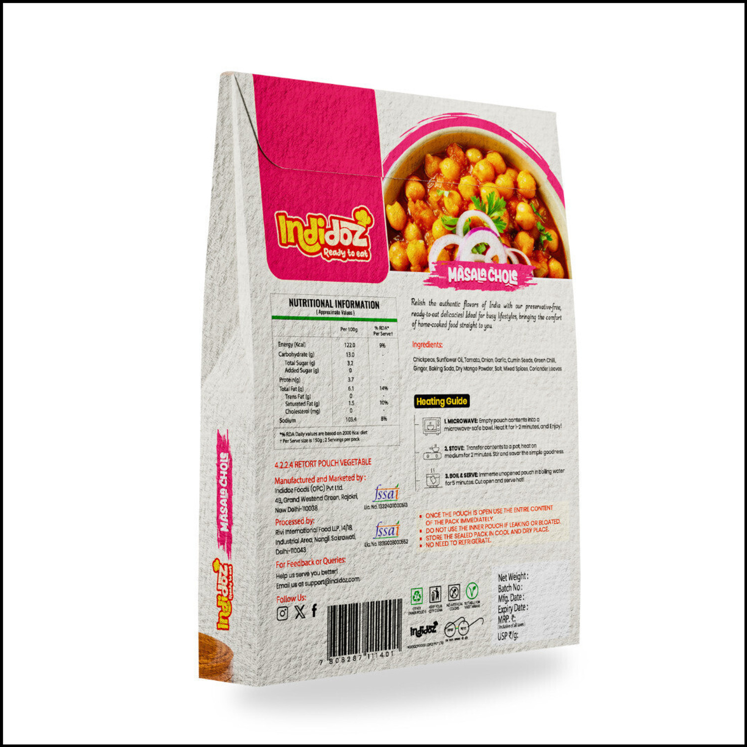 Image of Indidoz by Indidoz Masala Chole | Chickpeas Curry | Serves 2 | Ready Meal