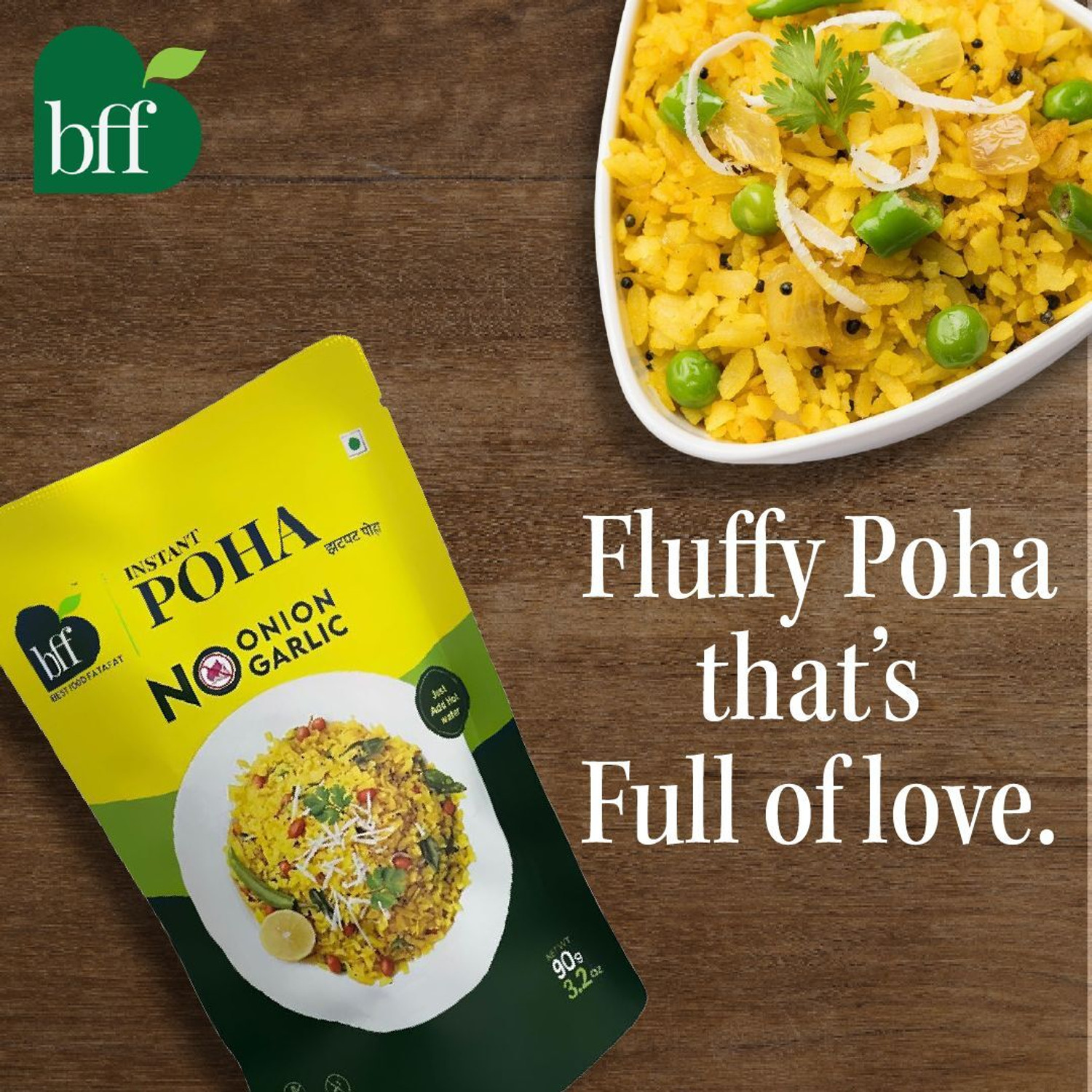Image of Bff Instant Poha No Onion, No Garlic, 540g (90g x 6) - Ready-to-Eat Breakfast Mix
