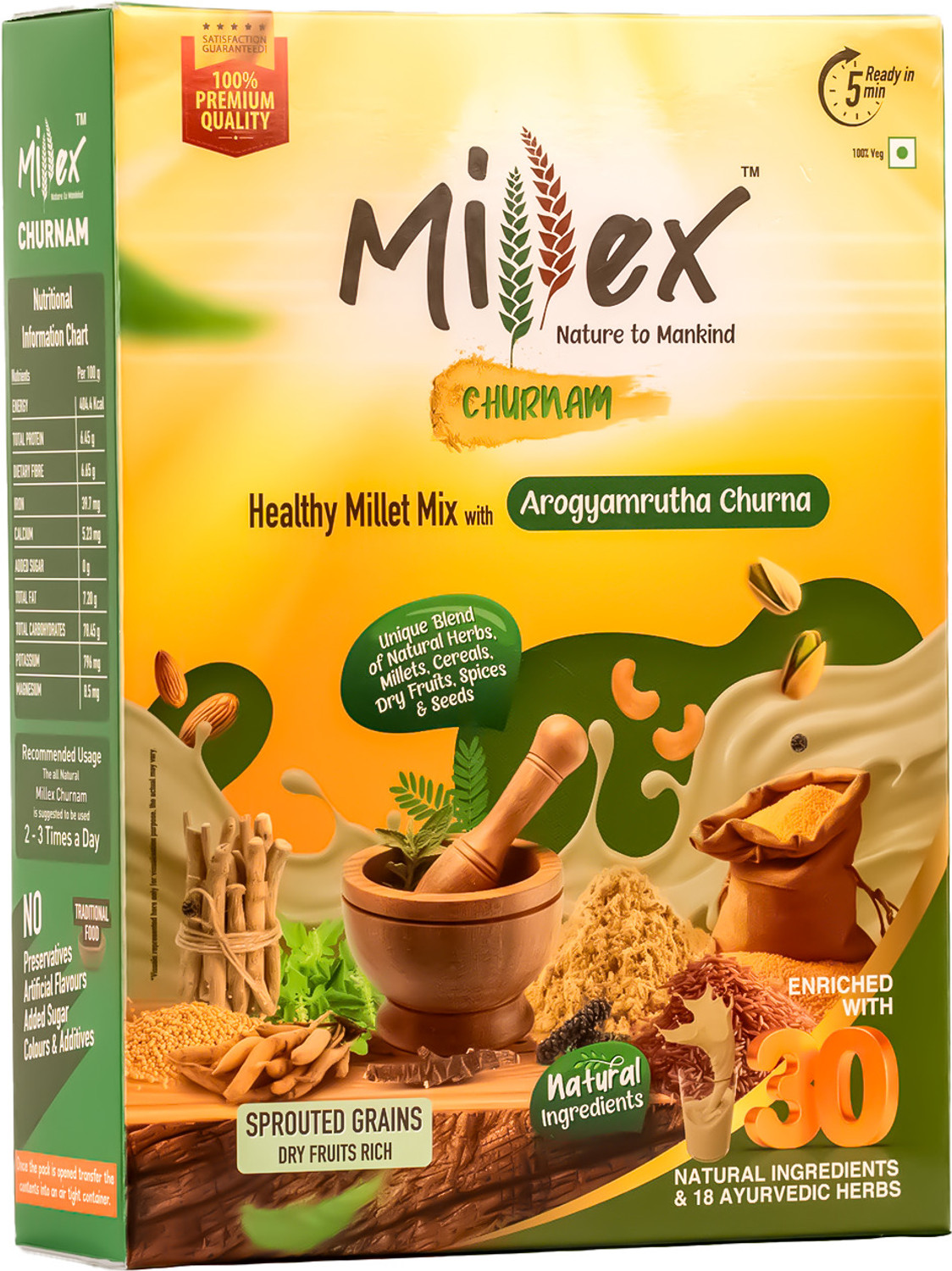 Image of Millex Millet Health Drink Mix With Churnam|30 Natural Nutritions & 18 Herbs 800 g