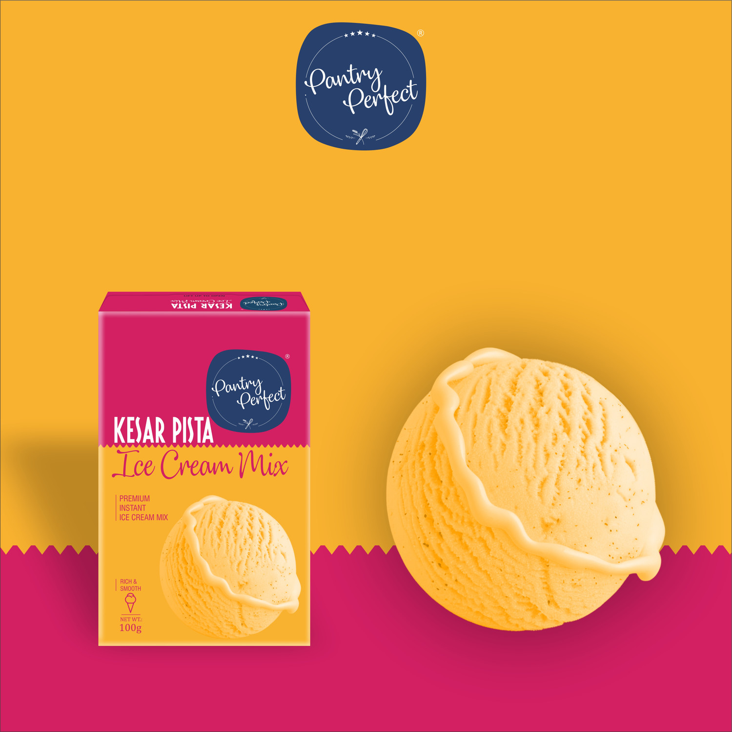 Image of Pantry Perfect Rajbhog, Chocolate, Butterscotch & Kesar Pista Ice Cream Mix I Rich & Smooth 400 g