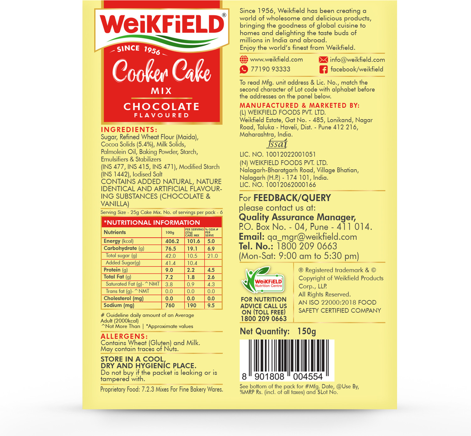 Image of WeiKFiELD Cooker Cake Mix Chocolate Flavor Carton 150 g