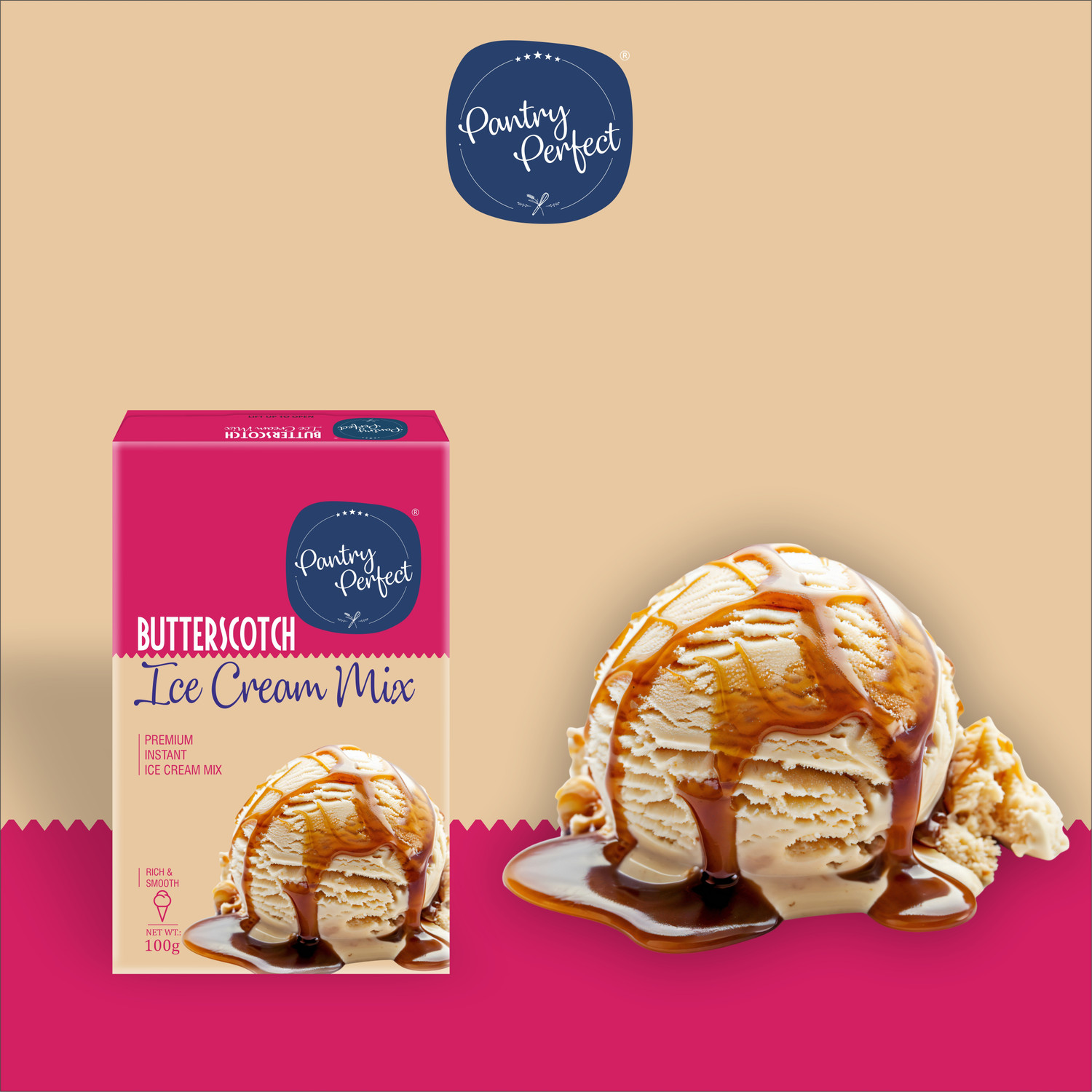 Image of Pantry Perfect Rajbhog, Chocolate, Butterscotch & Kesar Pista Ice Cream Mix I Rich & Smooth 400 g