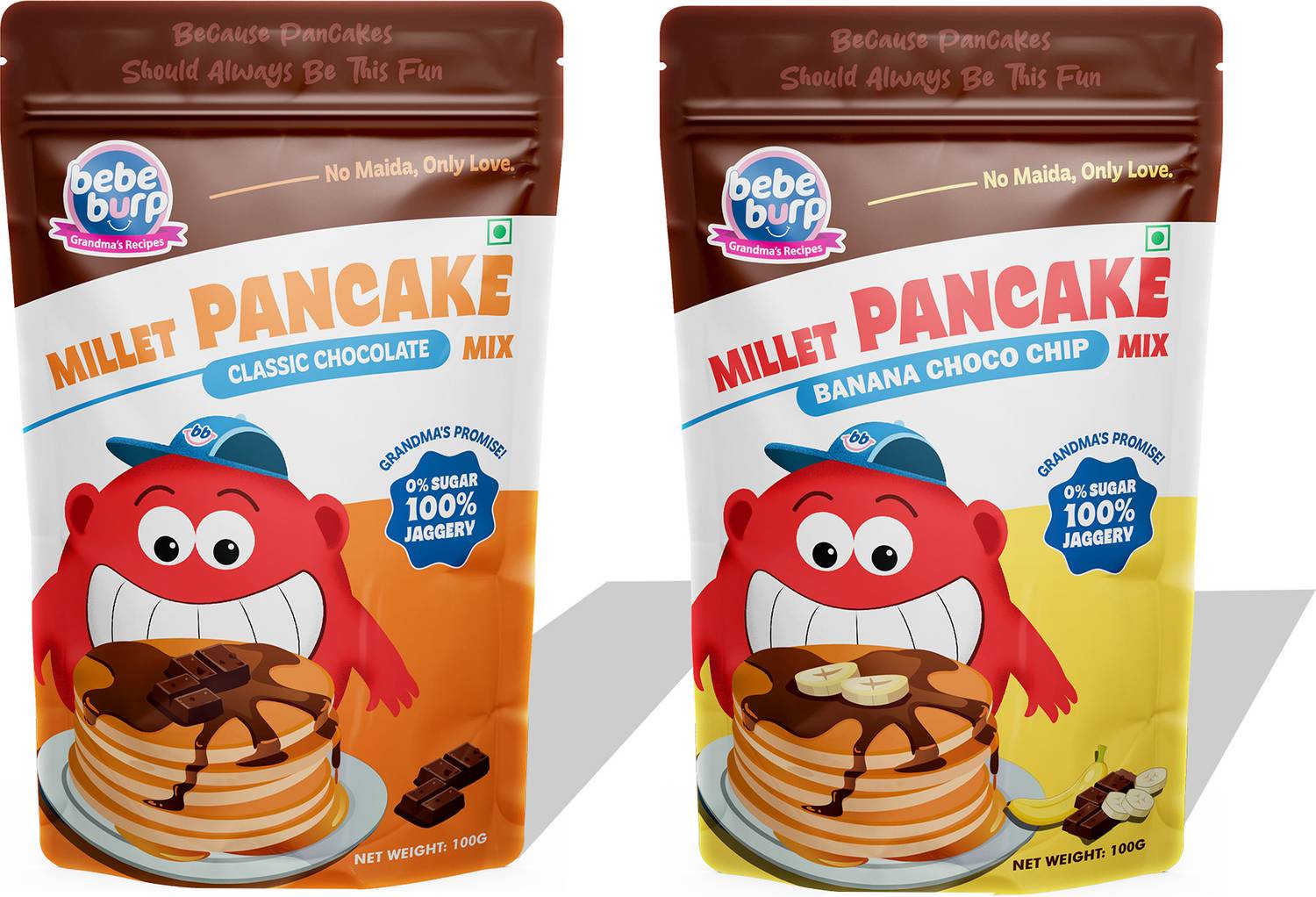 bebe burp Millet Pancake Mix, Banana & Choco Flavour | 2 x 100g | No Sugar 200 g Pack of 2 200 g