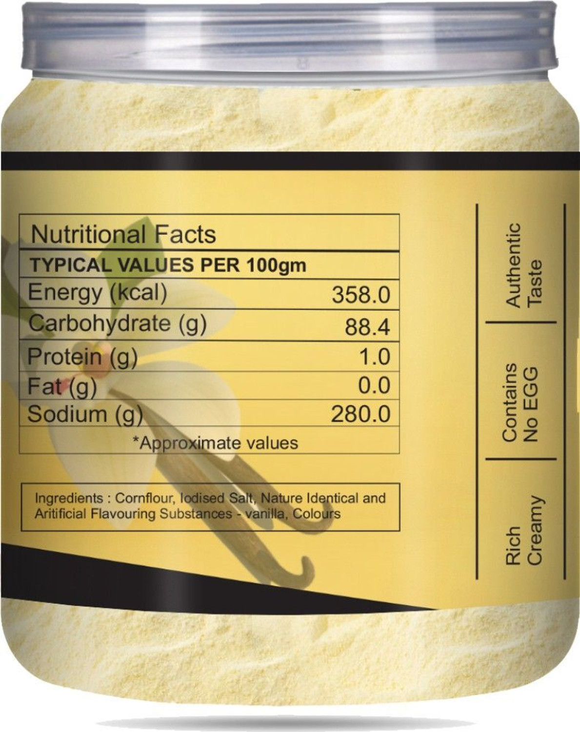Image of Brew Lab Vanilla Flavor Custard Powder | For Fruit Custard, Milkshake ,Pudding & Desserts 250 g