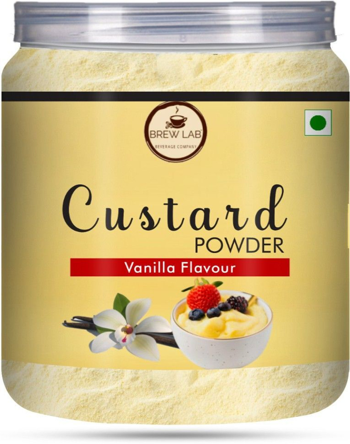 Image of Brew Lab Vanilla Flavor Custard Powder | For Fruit Custard, Milkshake ,Pudding & Desserts 250 g