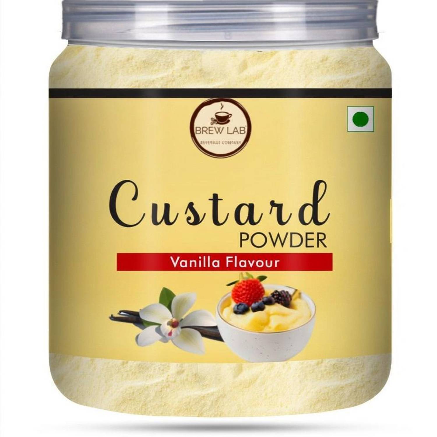 Brew Lab Vanilla Flavor Custard Powder | For Fruit Custard, Milkshake ,Pudding & Desserts 250 g