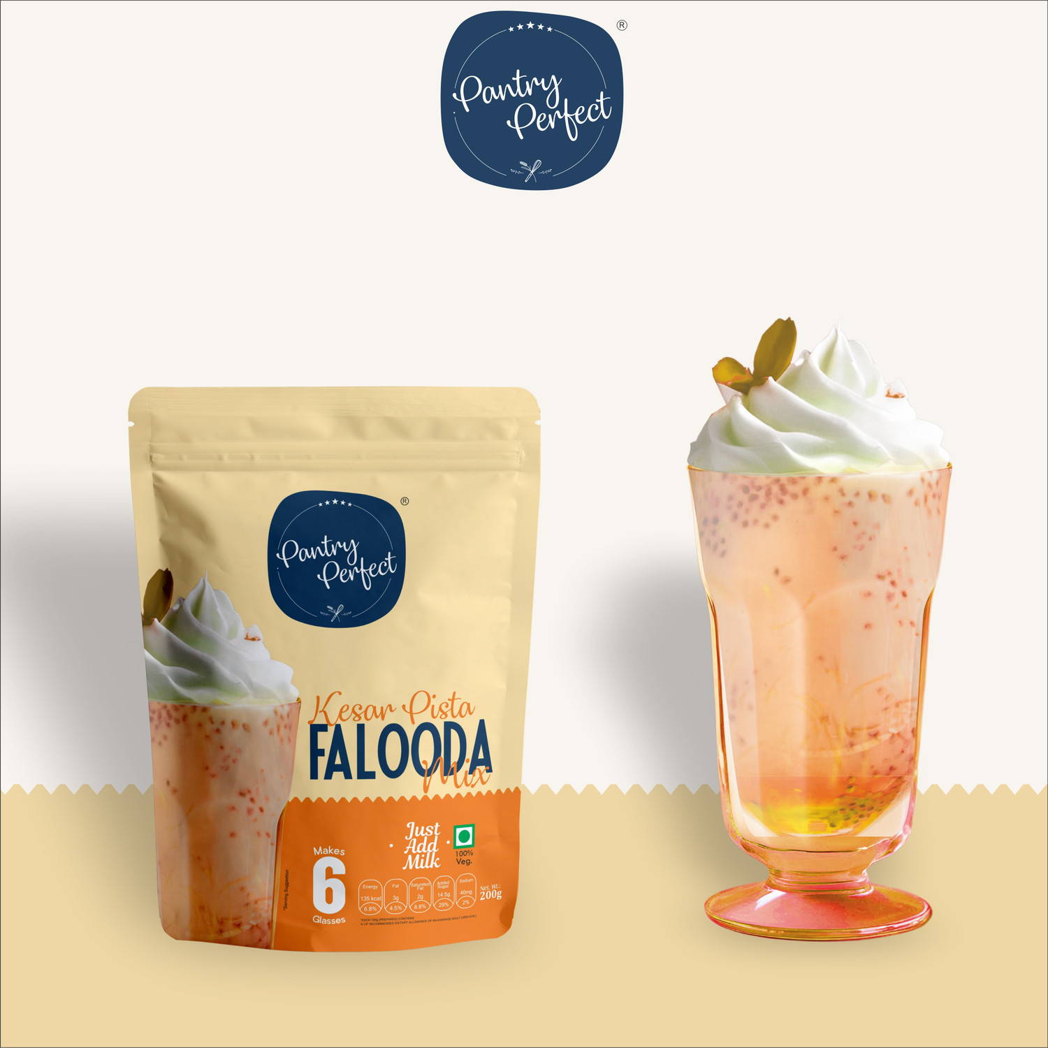 Image of Pantry Perfect Kesar Pista Falooda Mix I Premium | Easy to Prepare | Ready to Mix 800 g