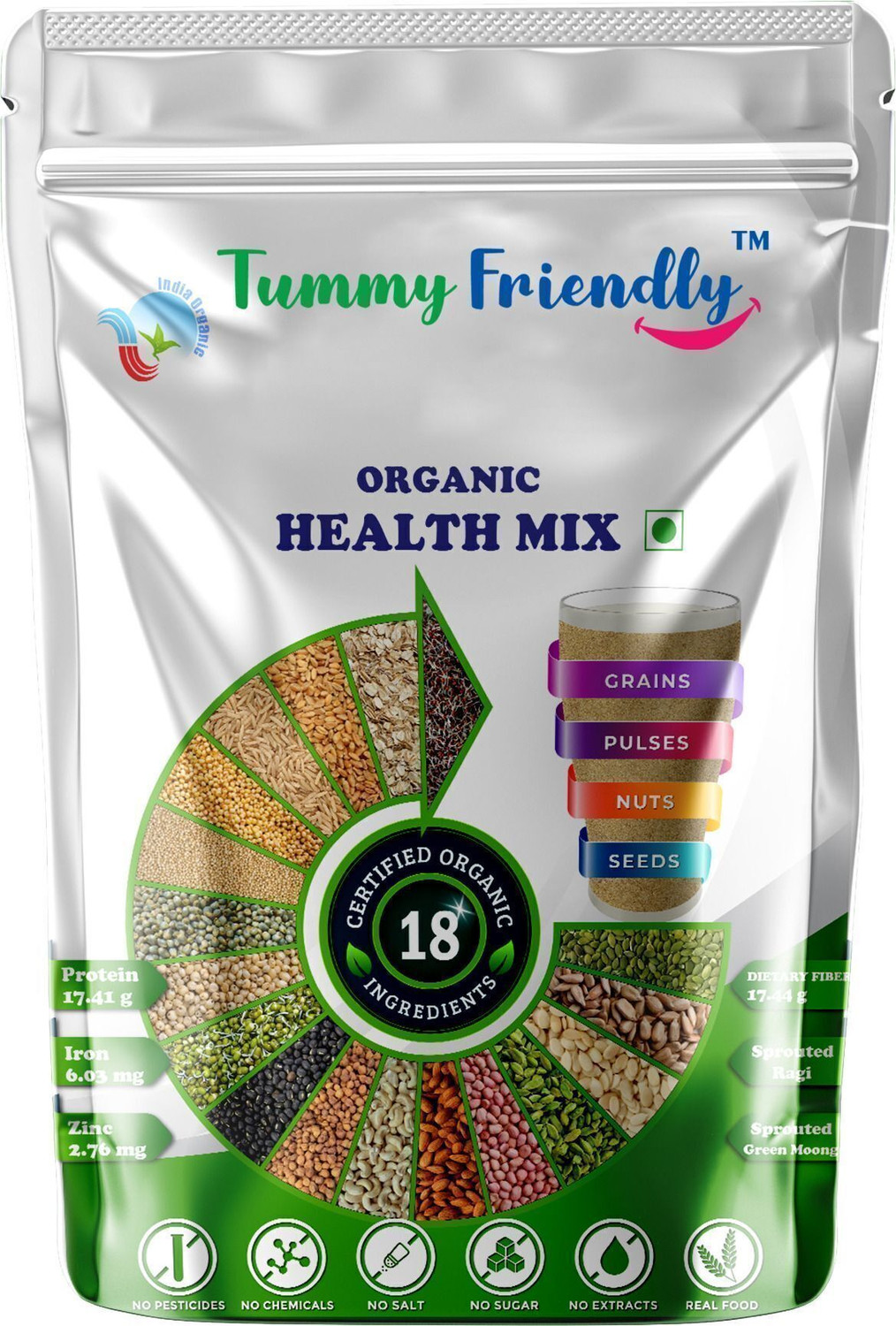 Image of TummyFriendly Foods USDA Organic Health Mix for Kids and Adults. No Chemicals, No Pesticides 800 g