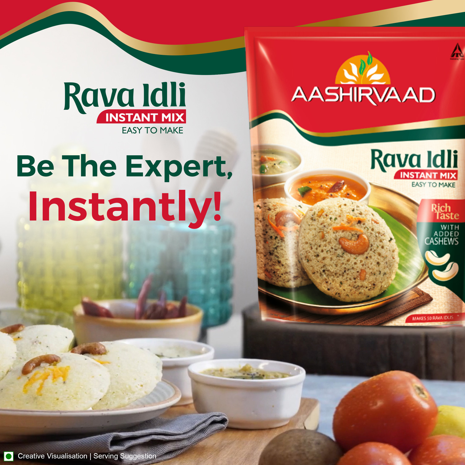 Image of AASHIRVAAD Rava Idli Instant Mix, Easy to Make|50 Rava Idlis in 3 Steps 500 g