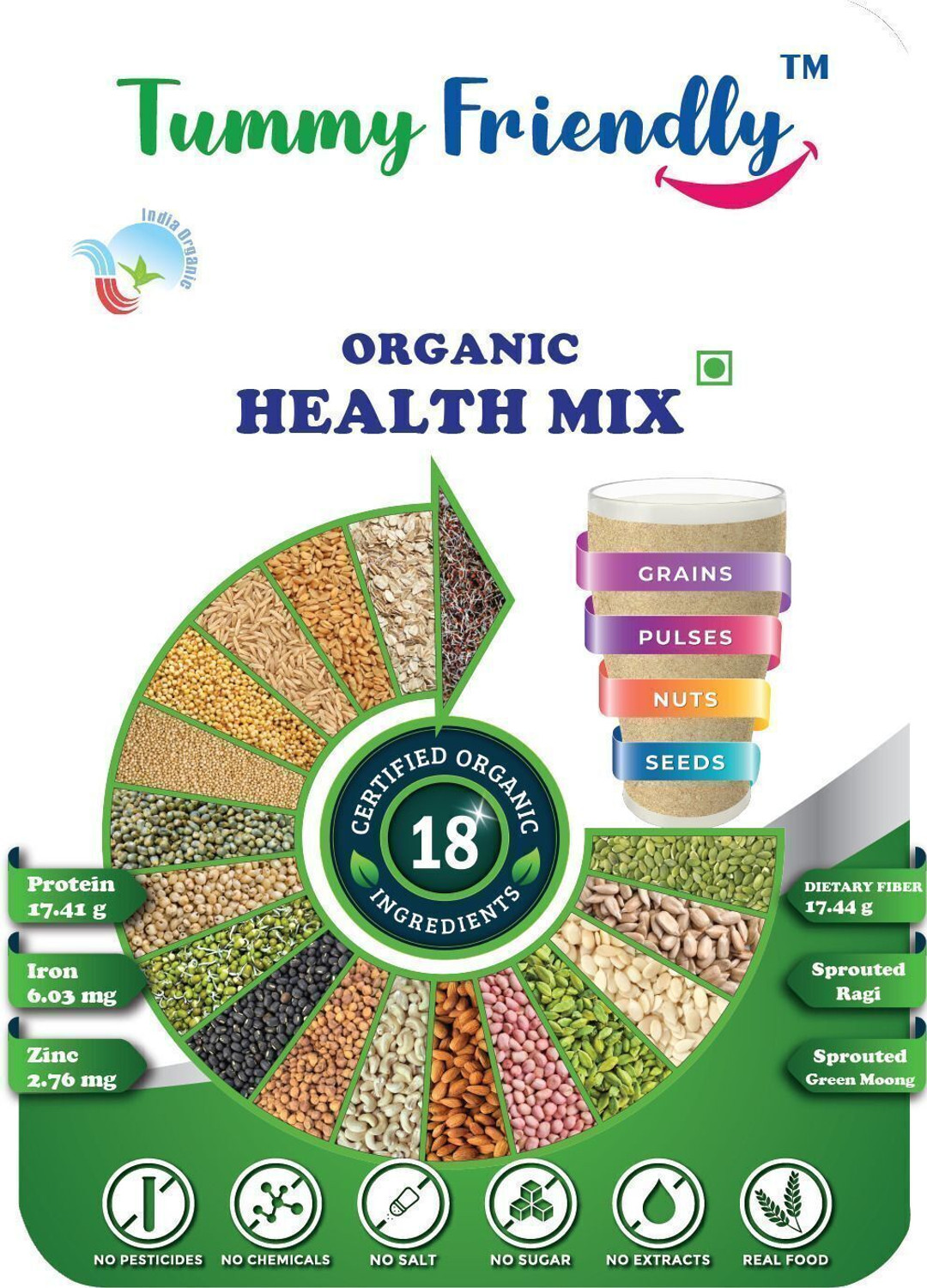Image of TummyFriendly Foods USDA Organic Health Mix for Kids and Adults. No Chemicals, No Pesticides 400 g