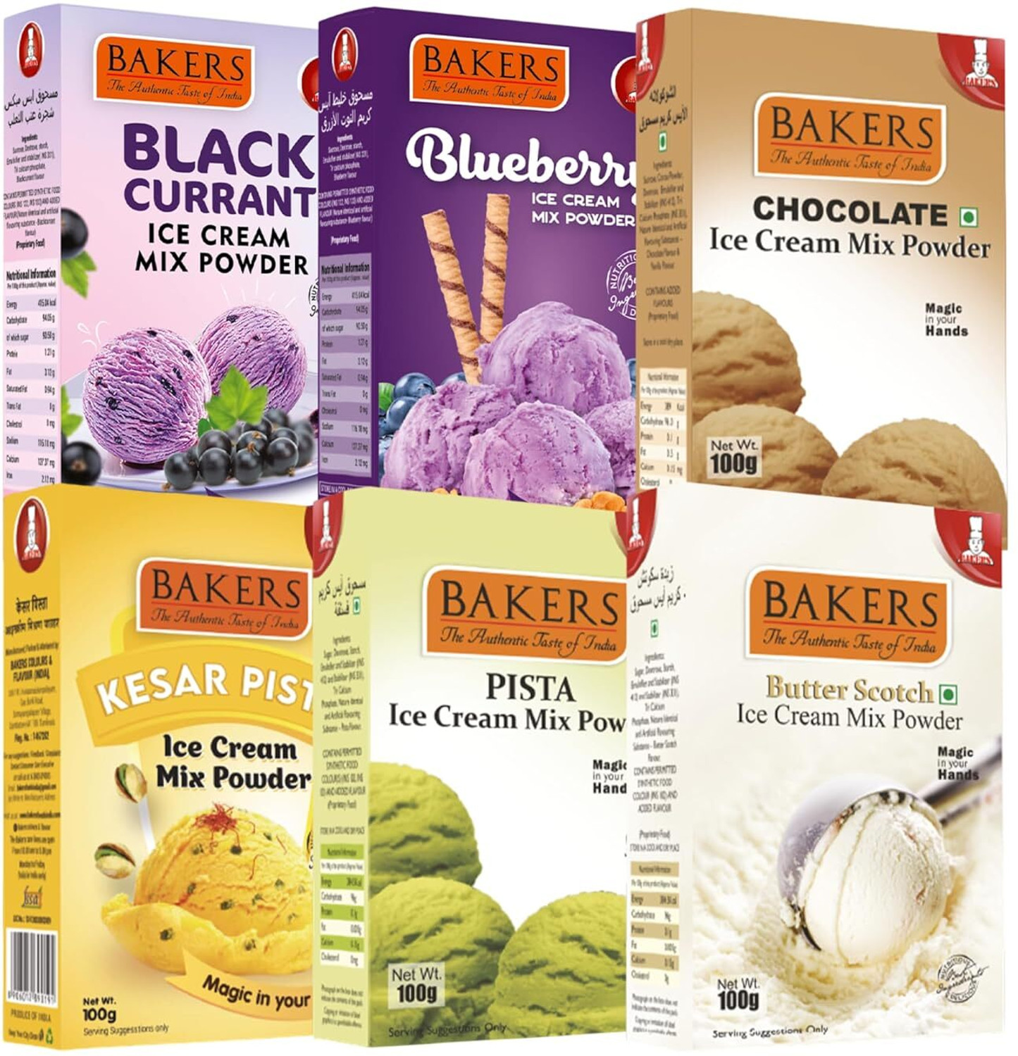 Image of Bakers Kesar Pista| Pista| Chocolate| Butterscotch| Blueberry| Black Currant Ice Cream 600 g