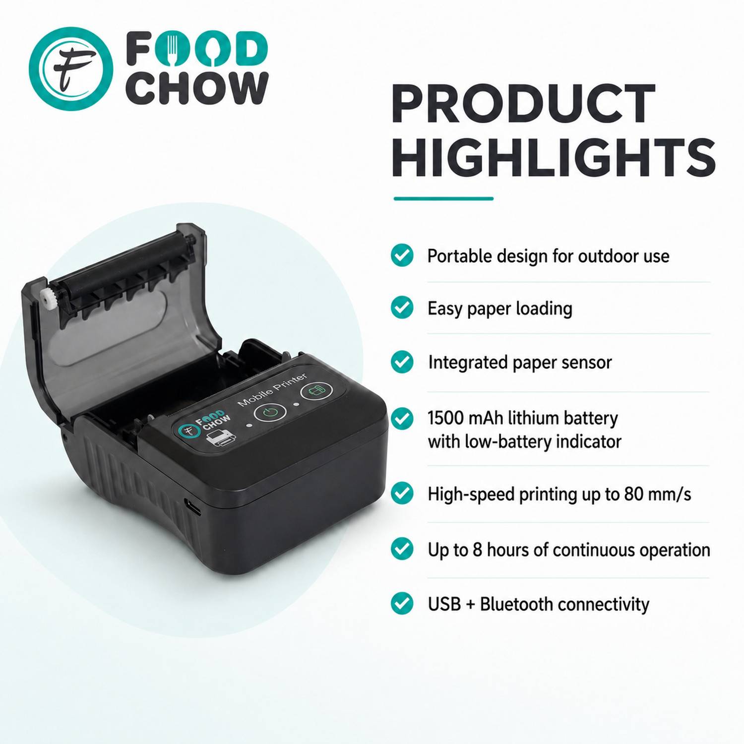 FoodChow 58mm Billing Printer Machine - Image 4