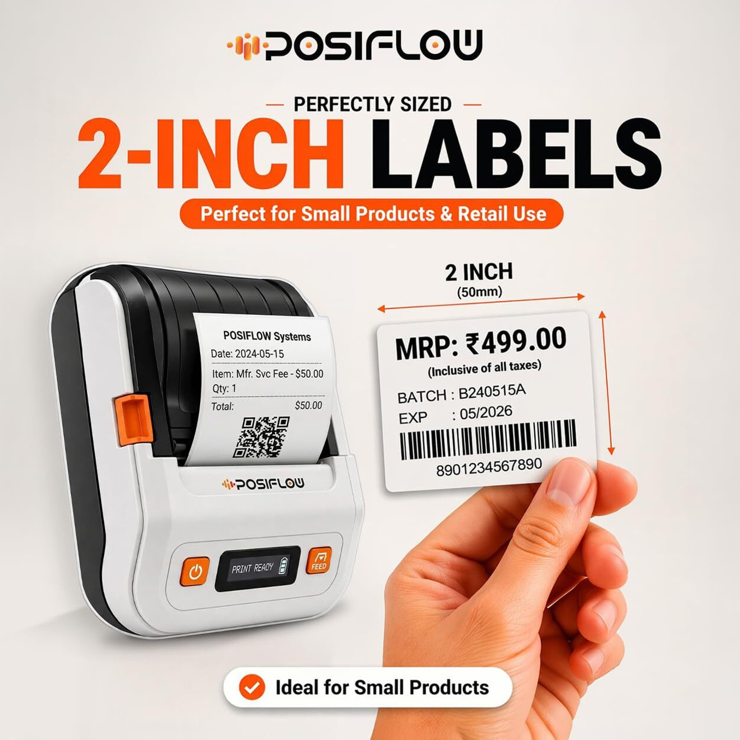 Image of Posiflow Mobile Label +Receipt Printer Made in India Thermal Receipt Printer