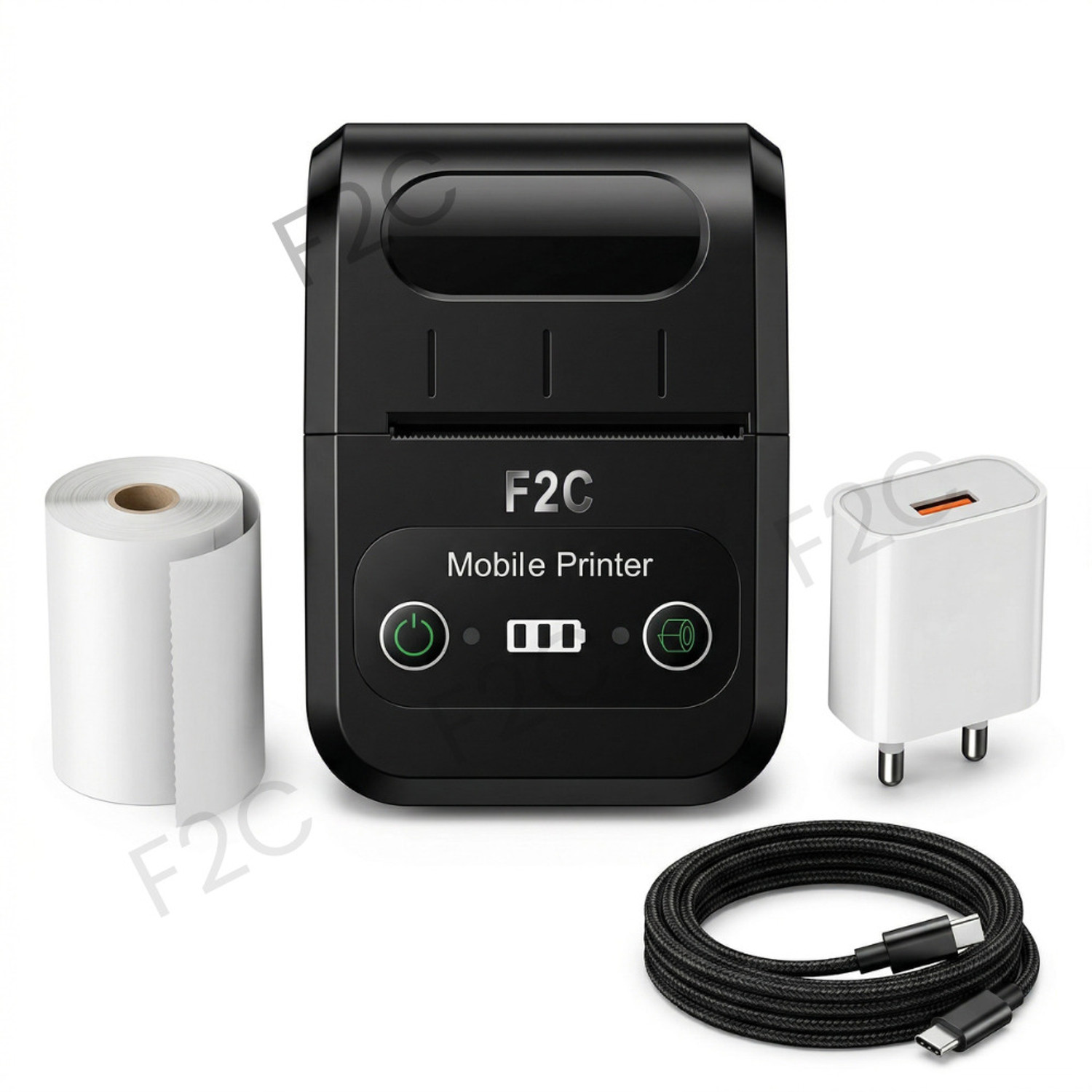 Image of F2C 58mm Thermal Receipt Printer Portable Mini Wireless Bluetooth 2 inch Thermal USB Receipt Printer with 2500mAh Rechargeable Battery, Compatible with Android, Windows Thermal Receipt Printer