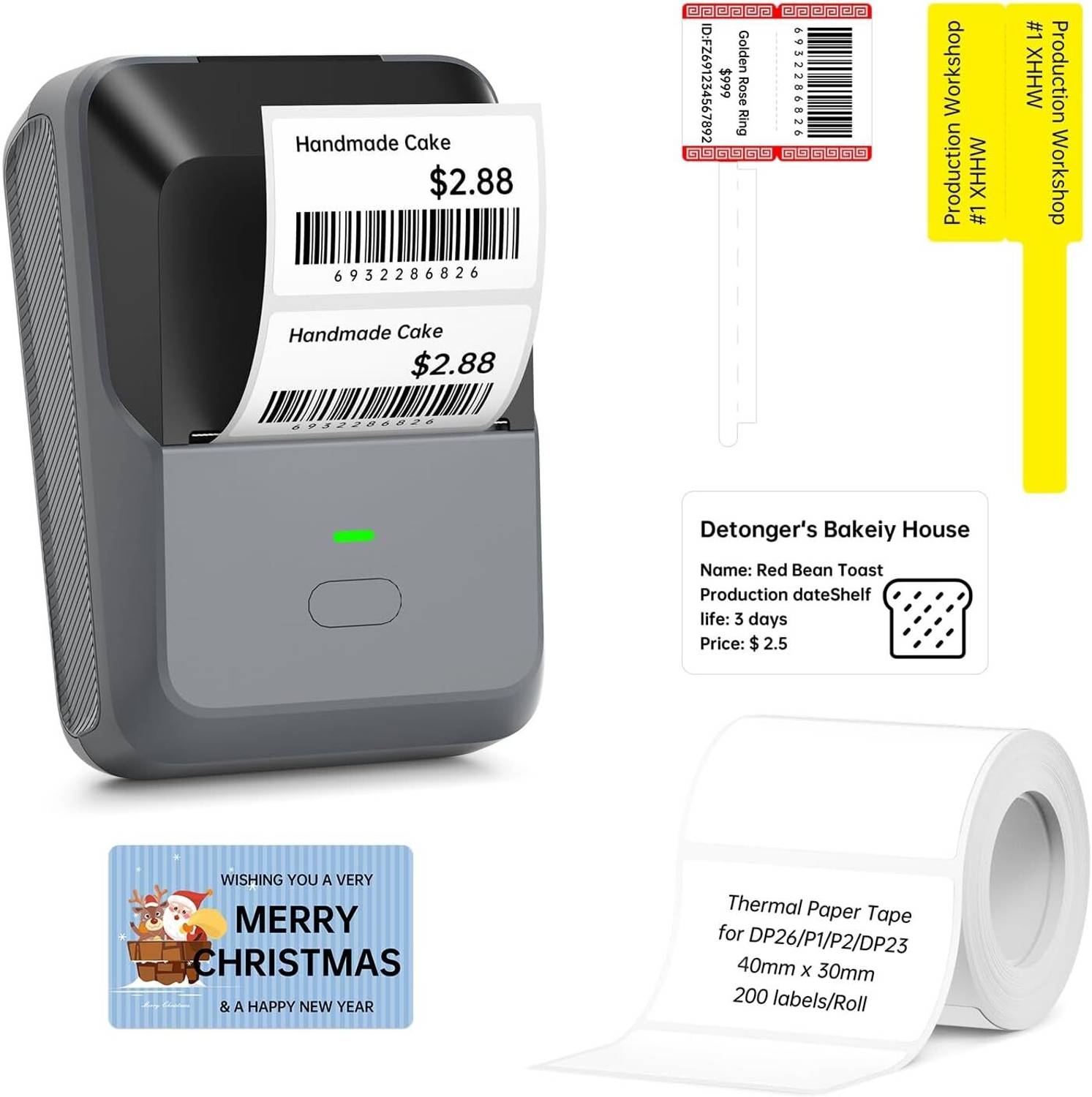 OnlyU Bluetooth Thermal Label Printer Upto 2 inch Print Price tag