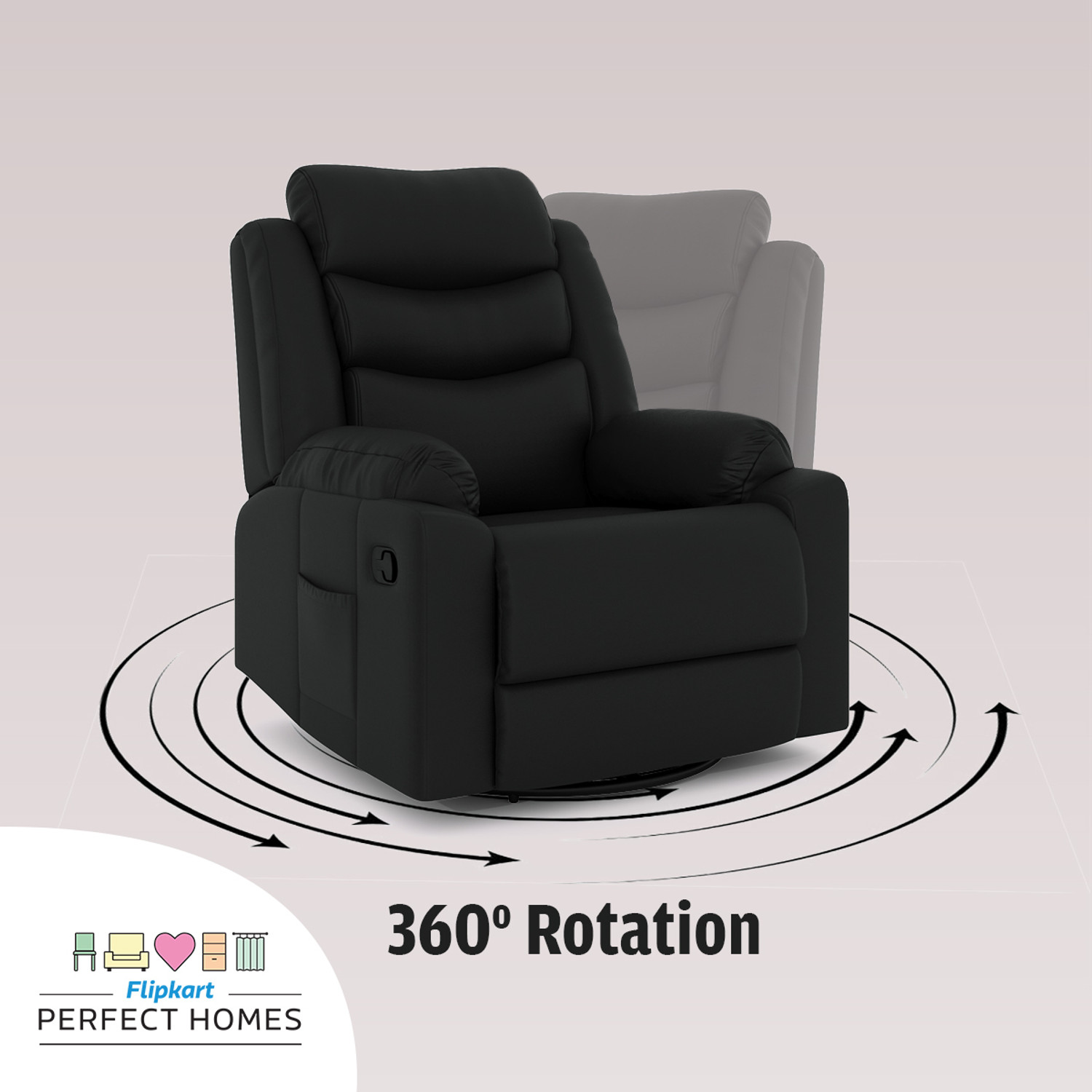Image of Flipkart Perfect Homes Leatherette Manual Swivel & Rocker Recliner