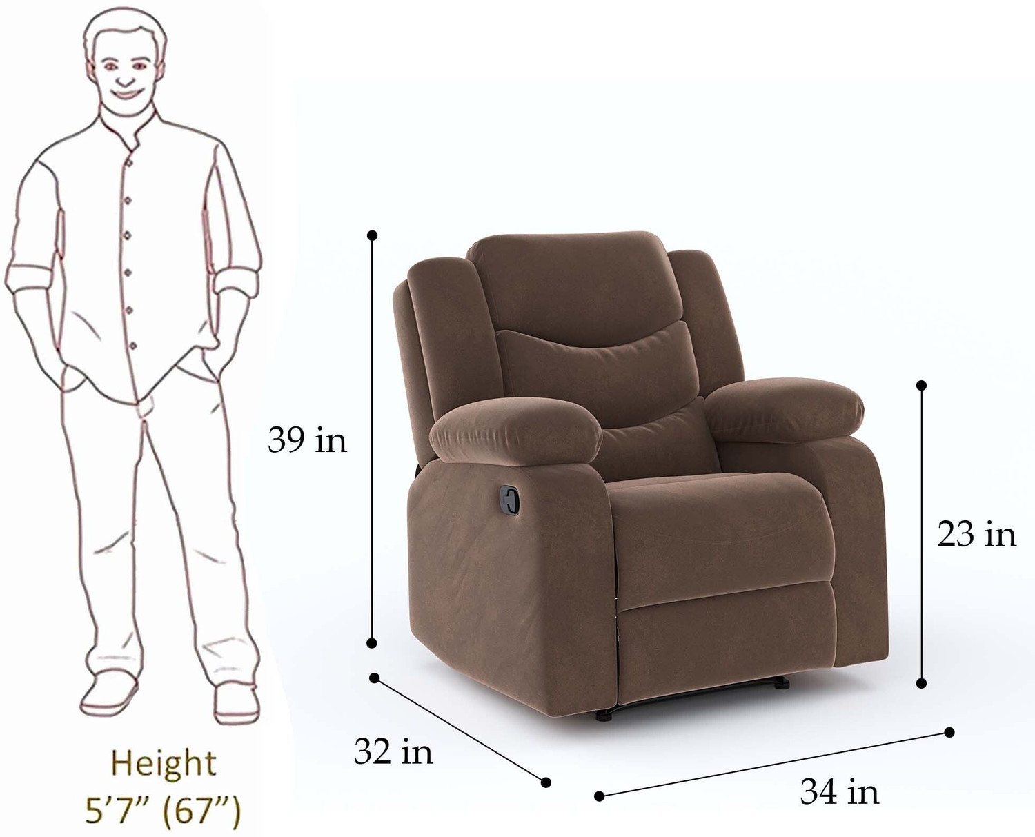 Image of SNUZSPACE Fabric Manual Recliner