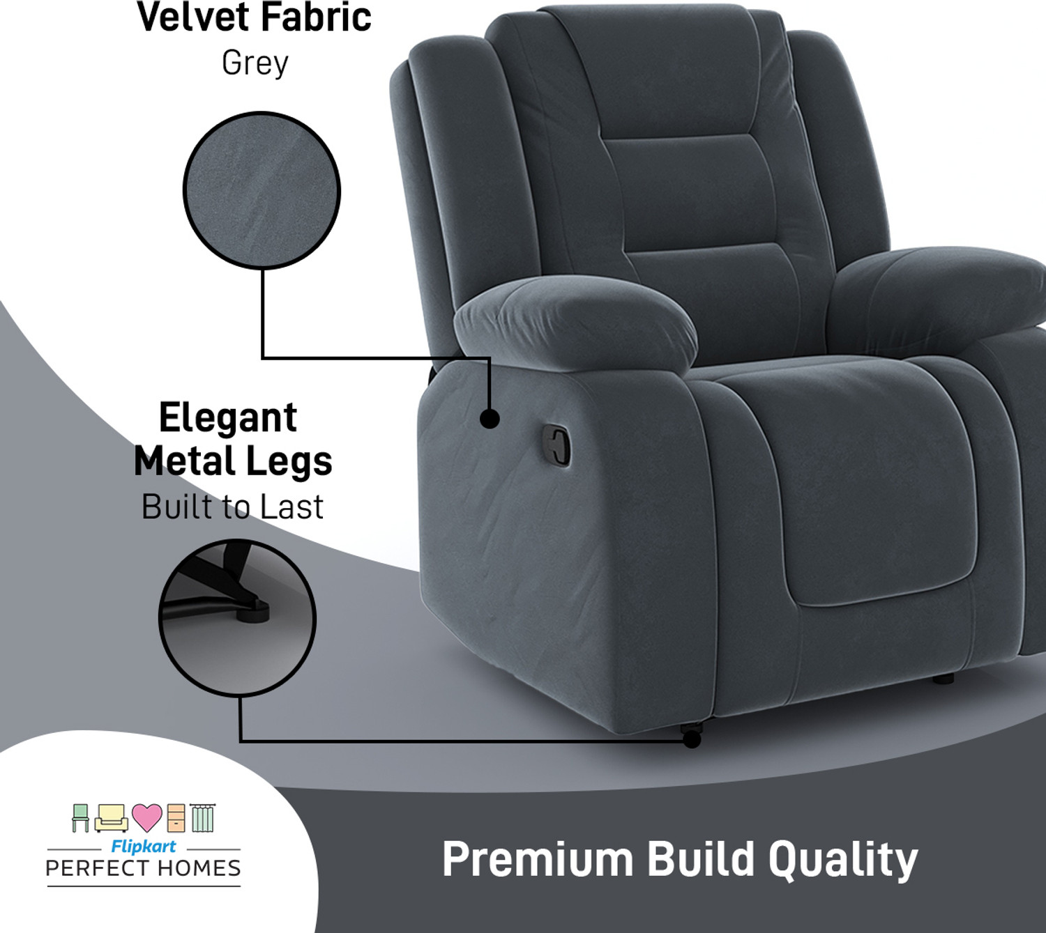 Image of Flipkart Perfect Homes Fabric Manual Recliner