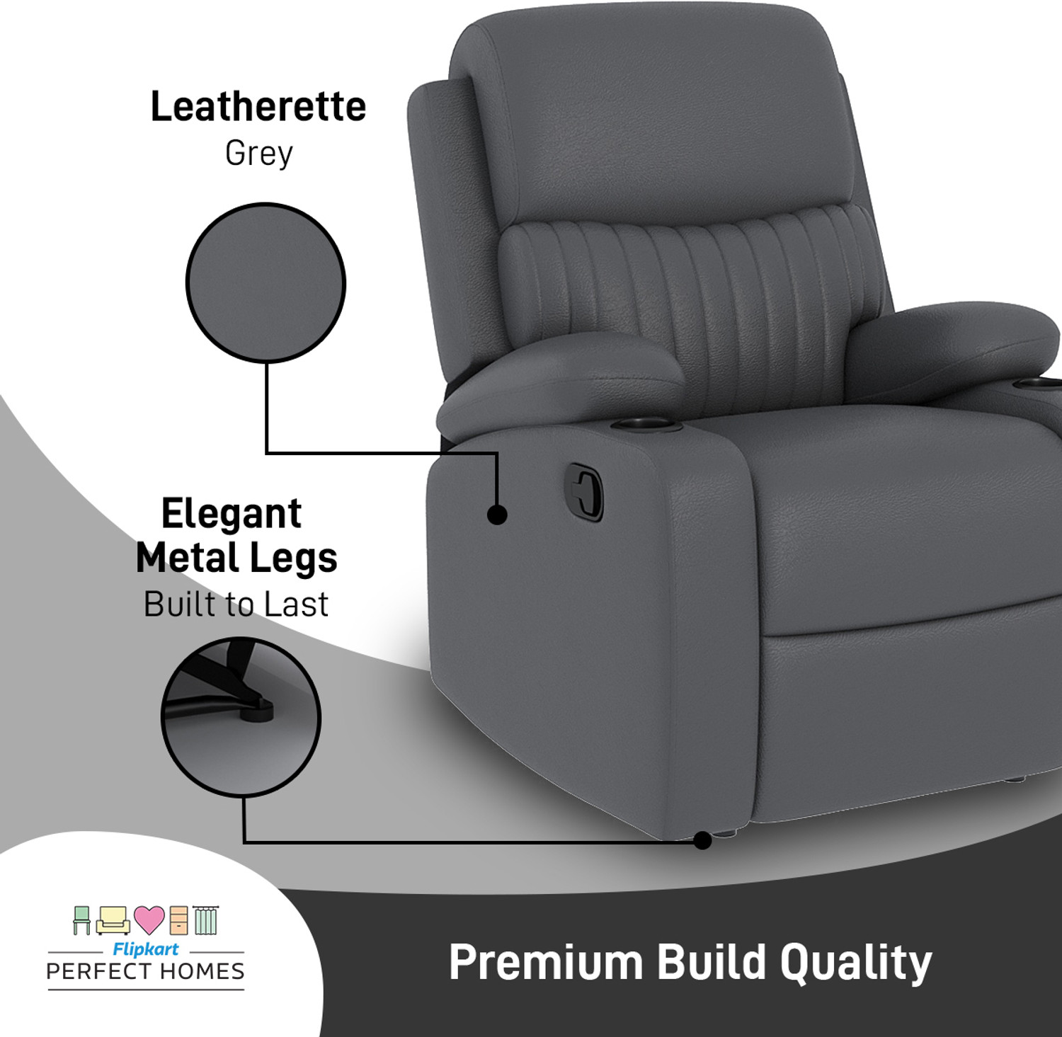 Image of Flipkart Perfect Homes Leatherette Manual Recliner