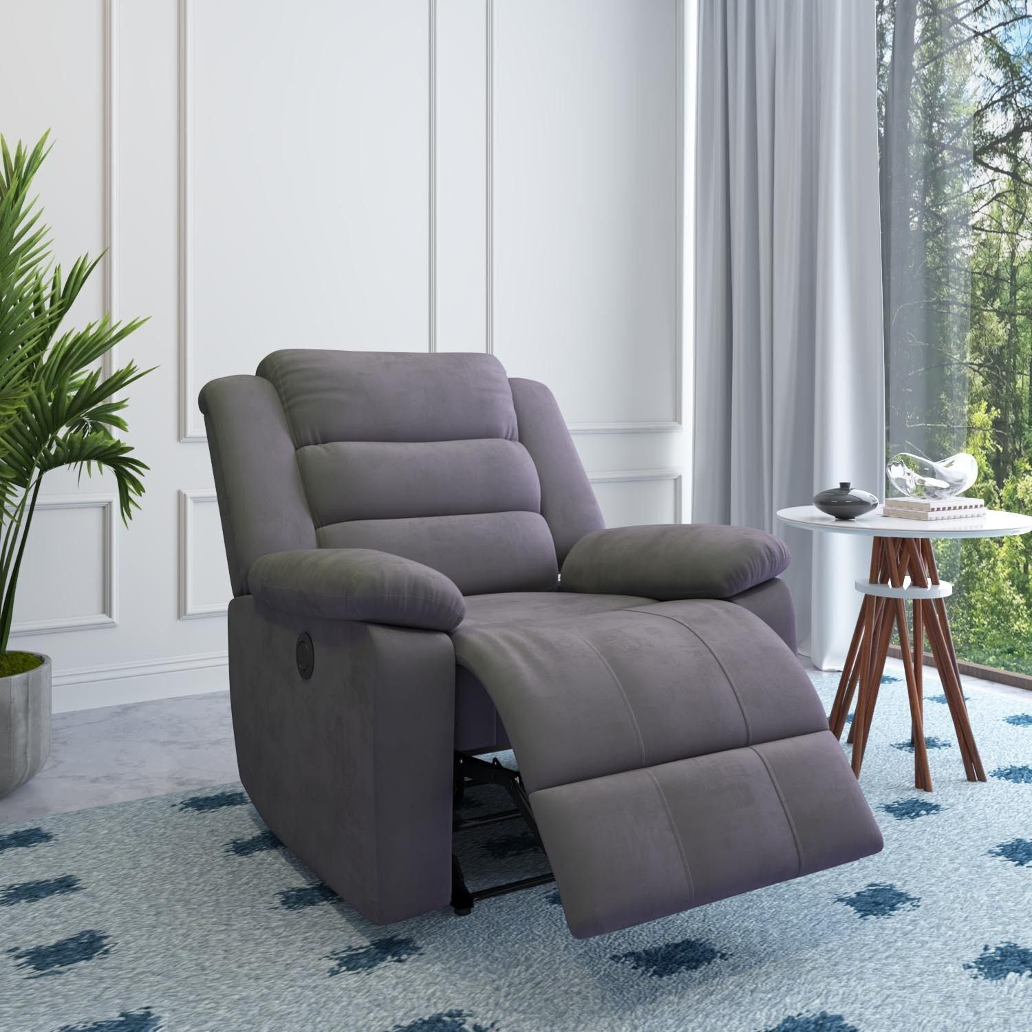 Image of Nilkamal Sierra 1 Seater Velvet Fabric Powered Recliner