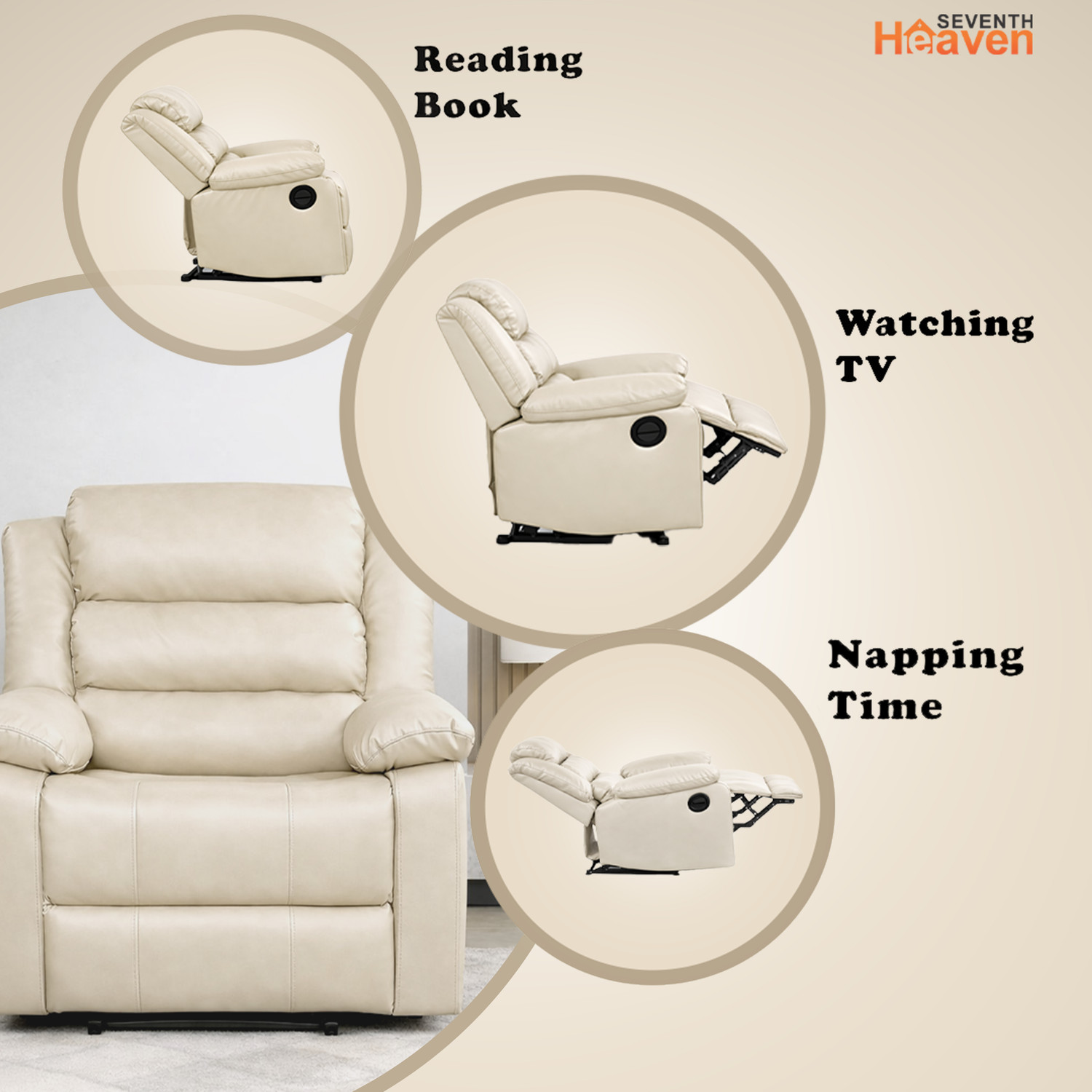 Image of Seventh Heaven Leatherette Powered Recliner