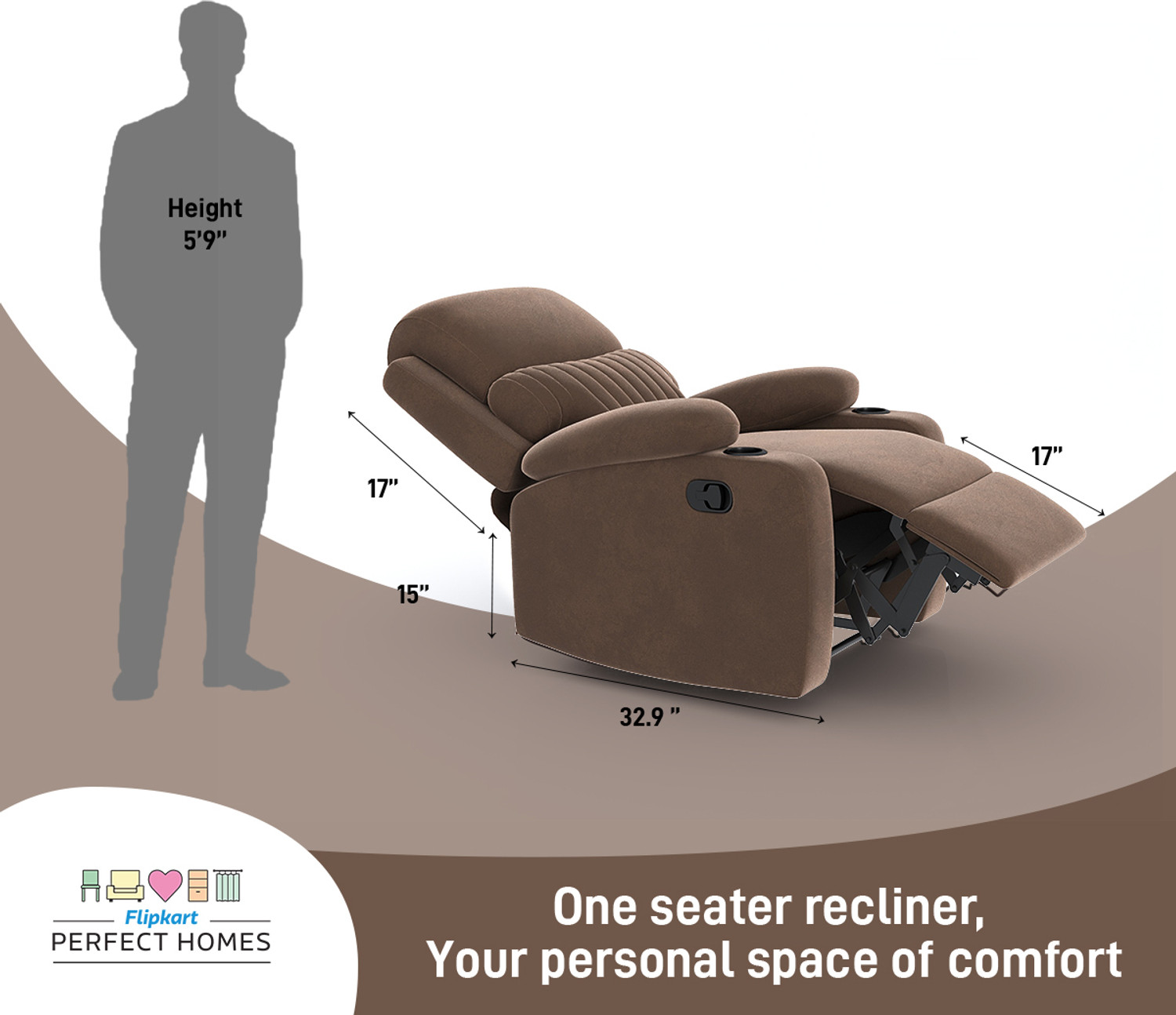 Image of Flipkart Perfect Homes Fabric Manual Recliner