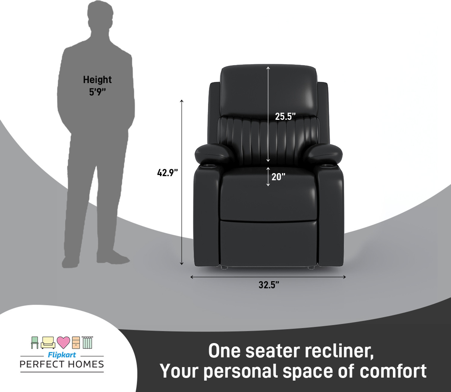 Image of Flipkart Perfect Homes Leatherette Manual Recliner