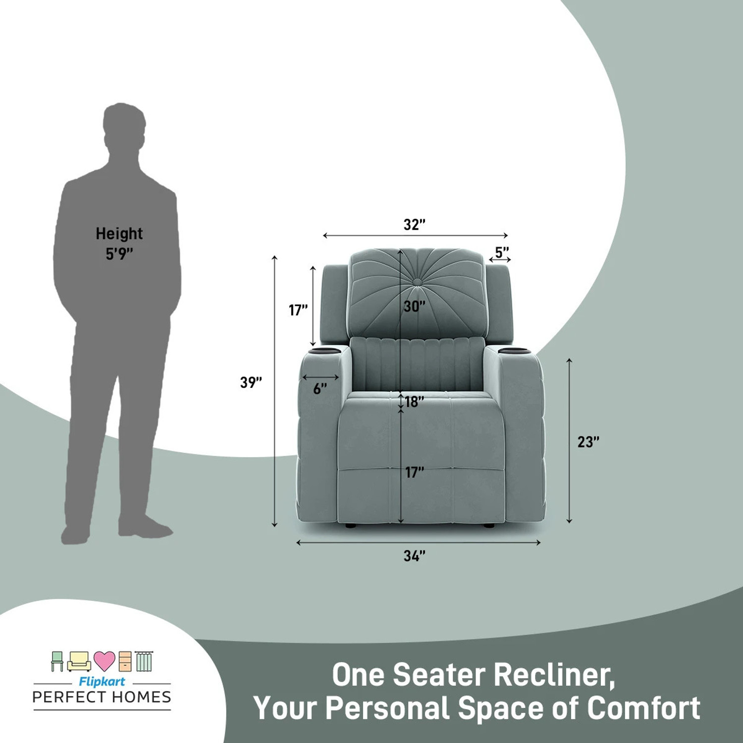 Image of Flipkart Perfect Homes Fabric Manual Recliner