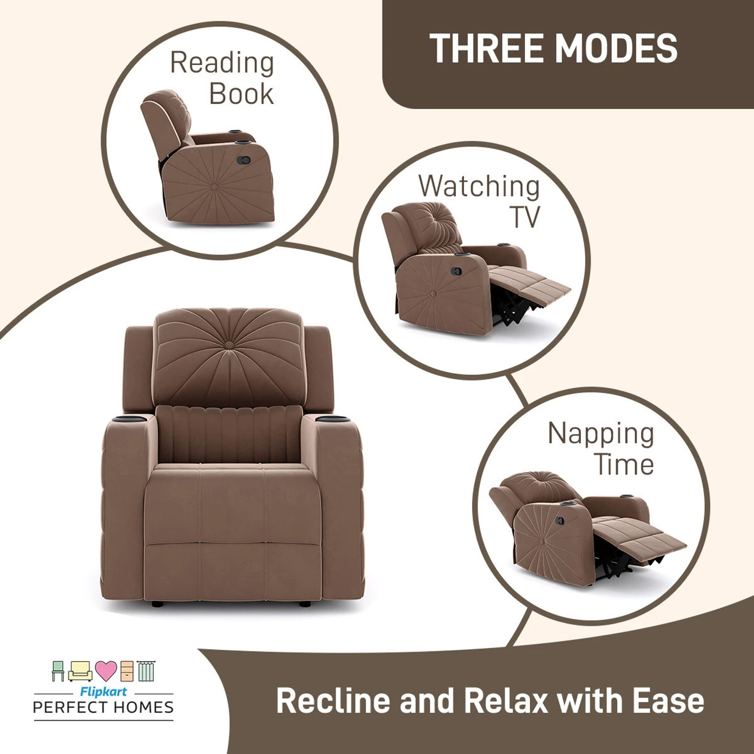 Image of Flipkart Perfect Homes Fabric Manual Recliner