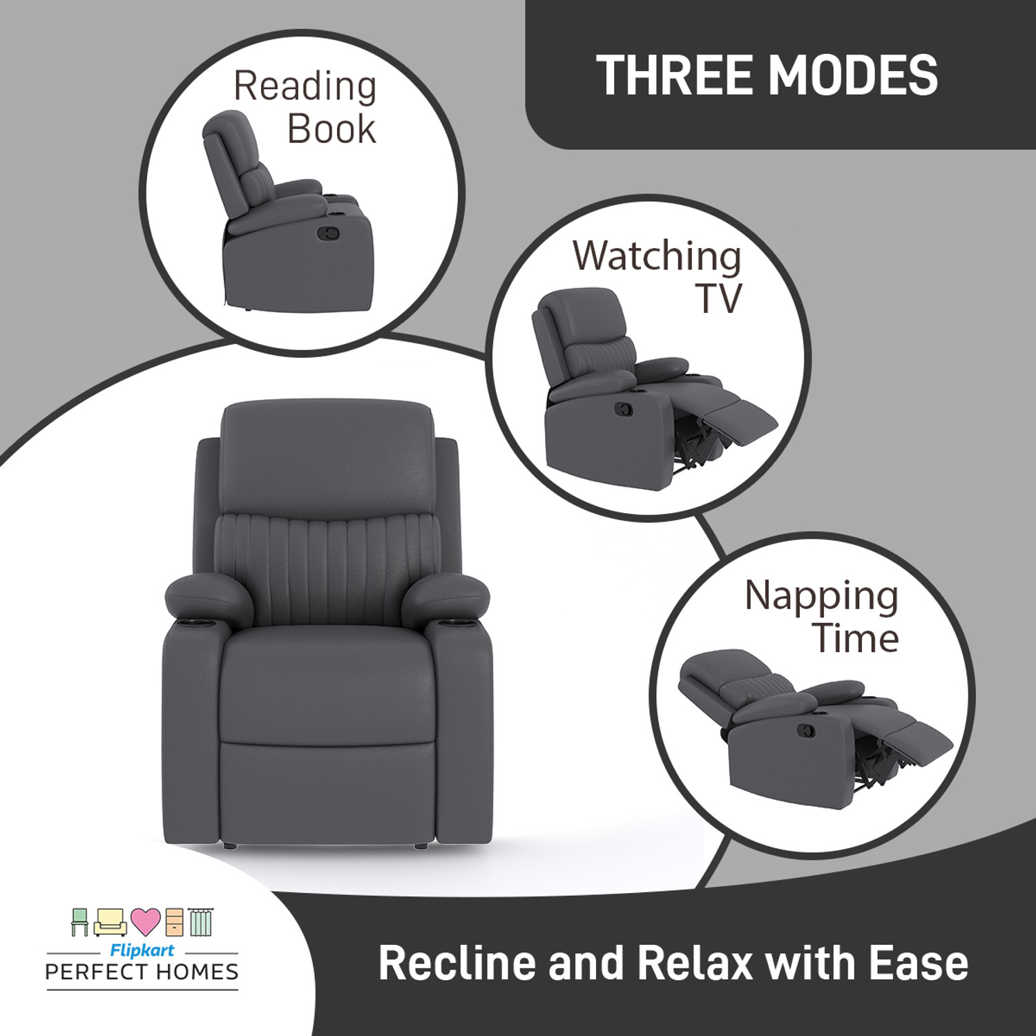 Image of Flipkart Perfect Homes Leatherette Manual Recliner