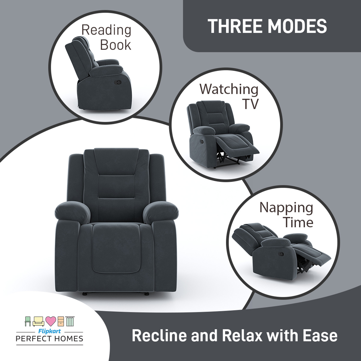 Image of Flipkart Perfect Homes Fabric Manual Recliner