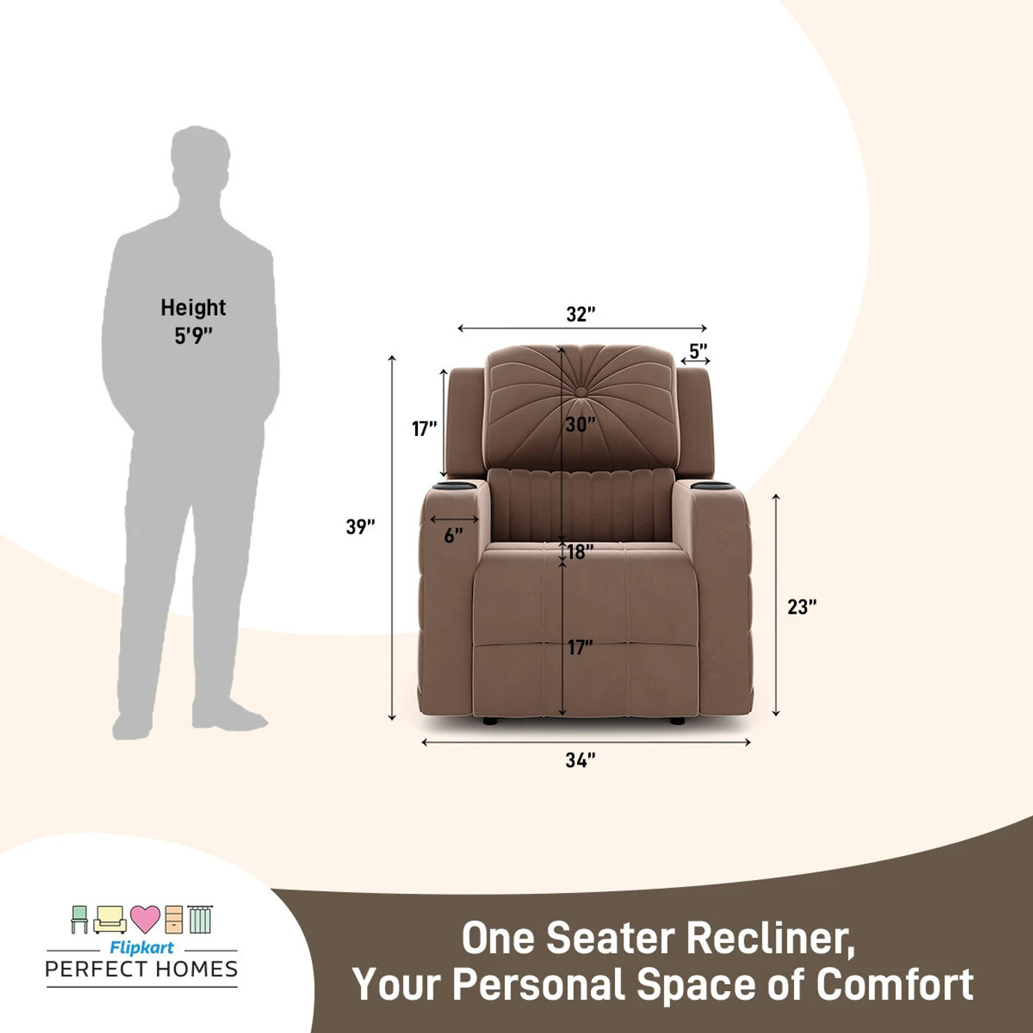 Image of Flipkart Perfect Homes Fabric Manual Recliner