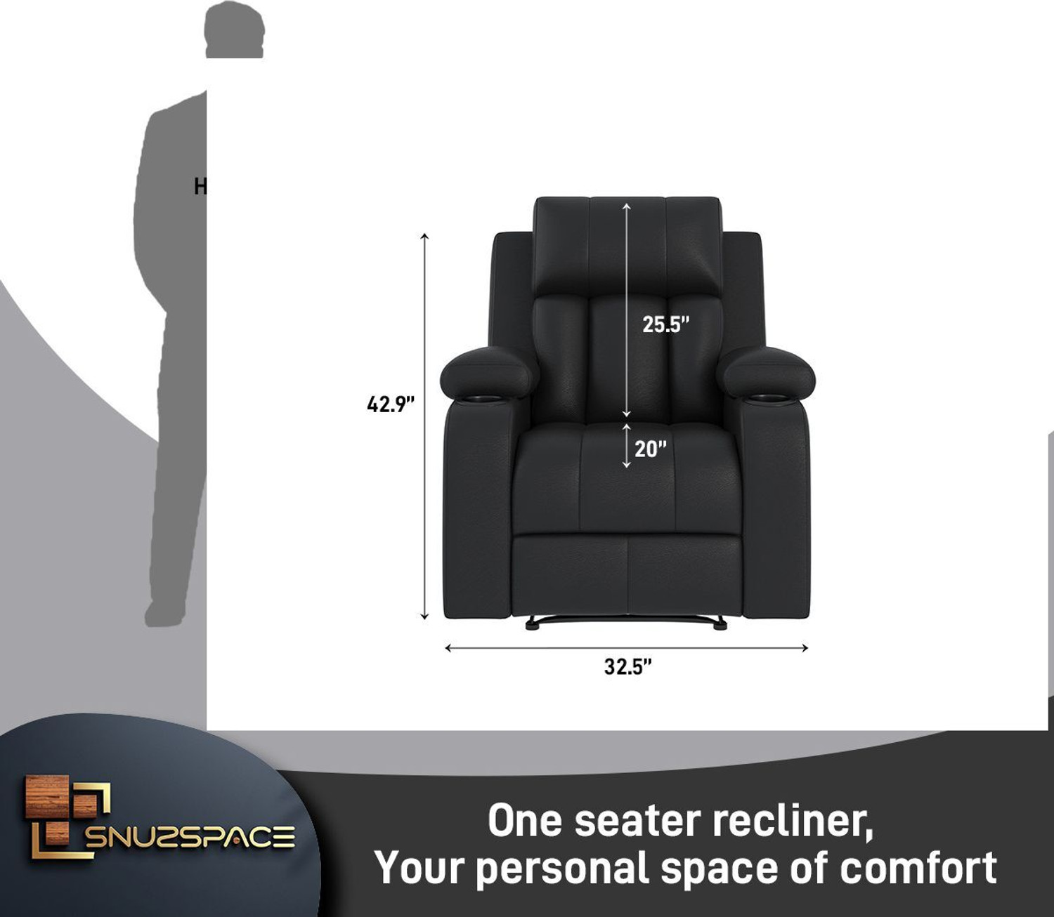 Image of SNUZSPACE Leatherette Manual Recliner