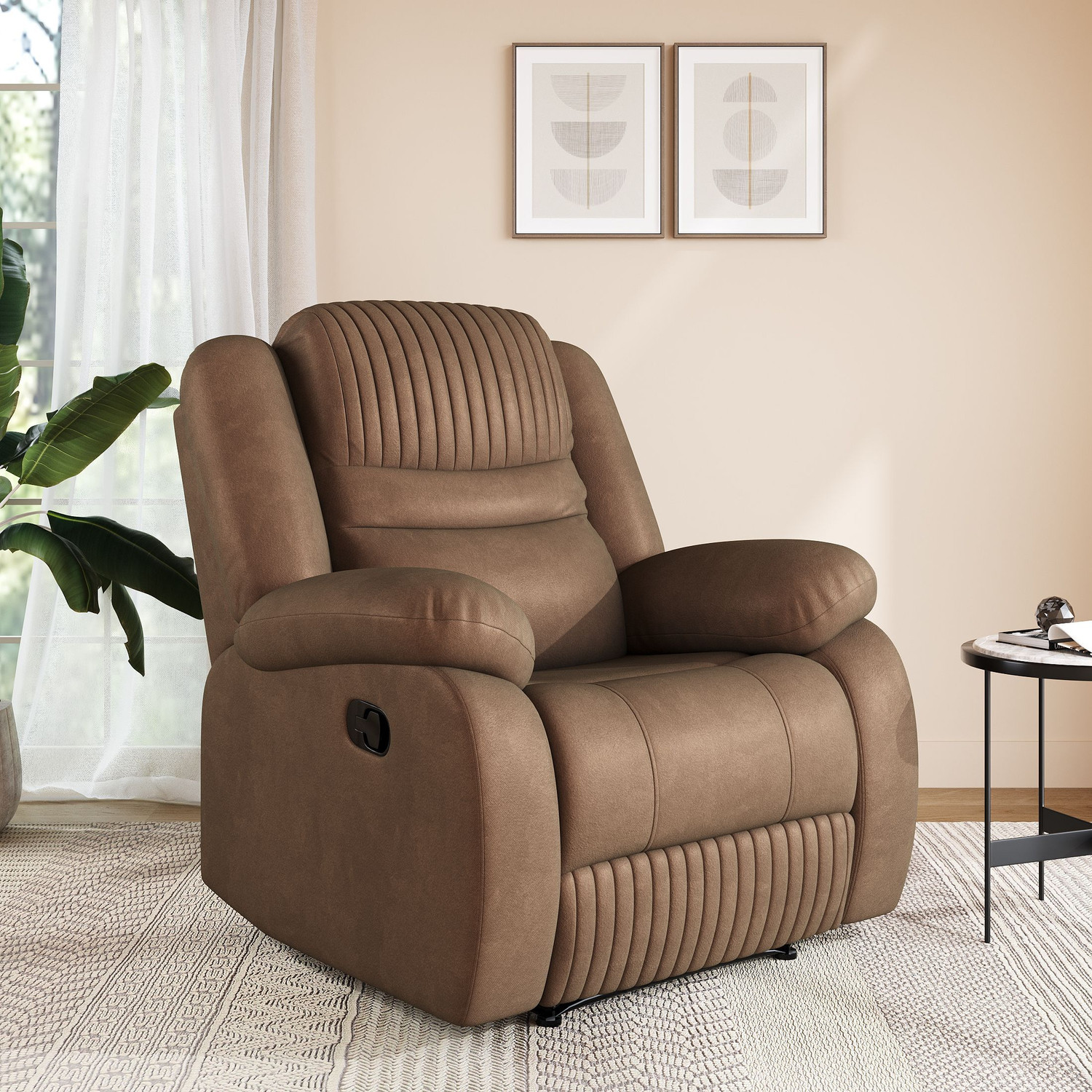 Image of Atharv Homes Fabric Manual Recliner (Finish Color - Brown, DIY(Do-It-Yourself))