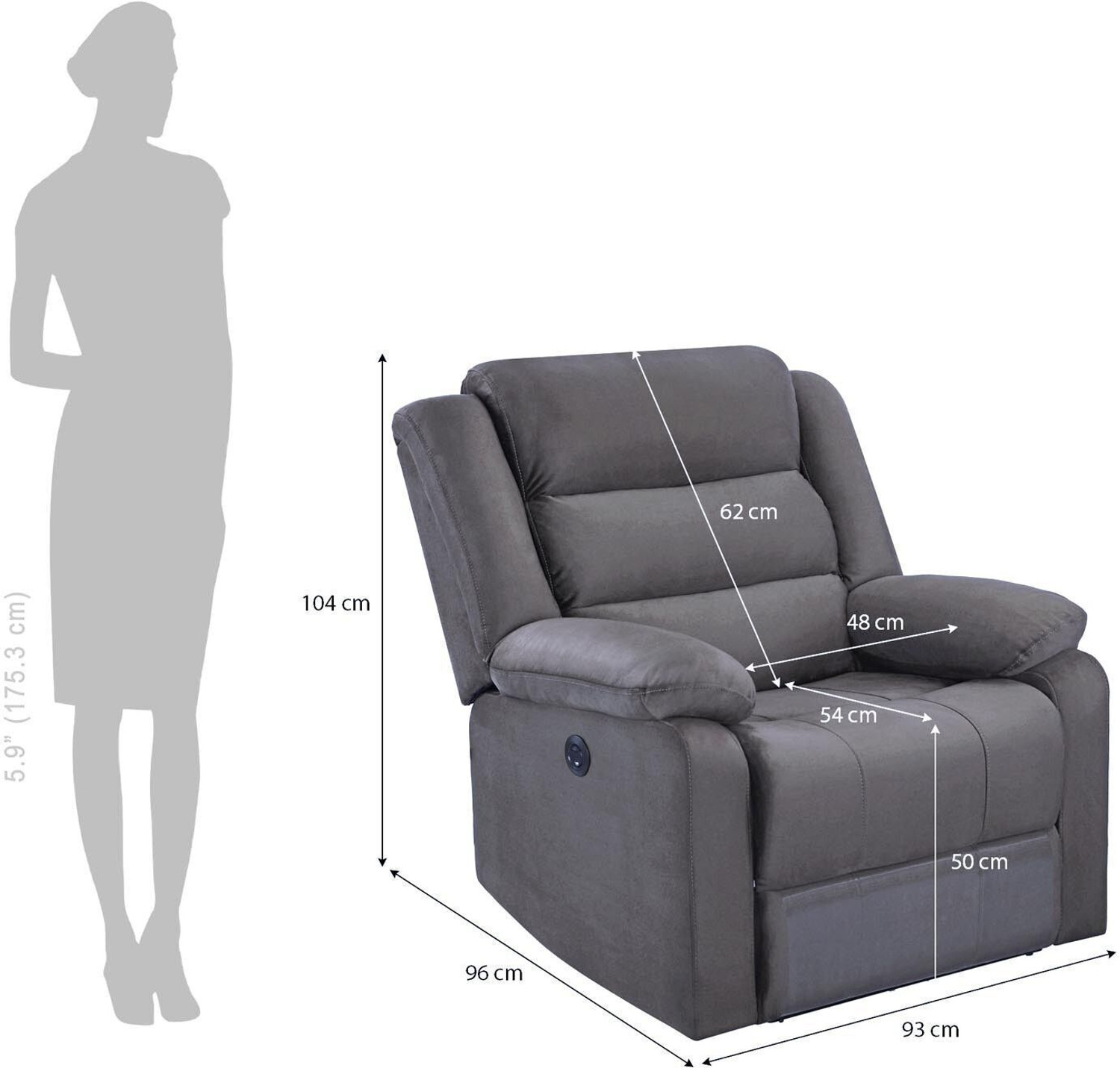 Image of Nilkamal Sierra 1 Seater Velvet Fabric Powered Recliner