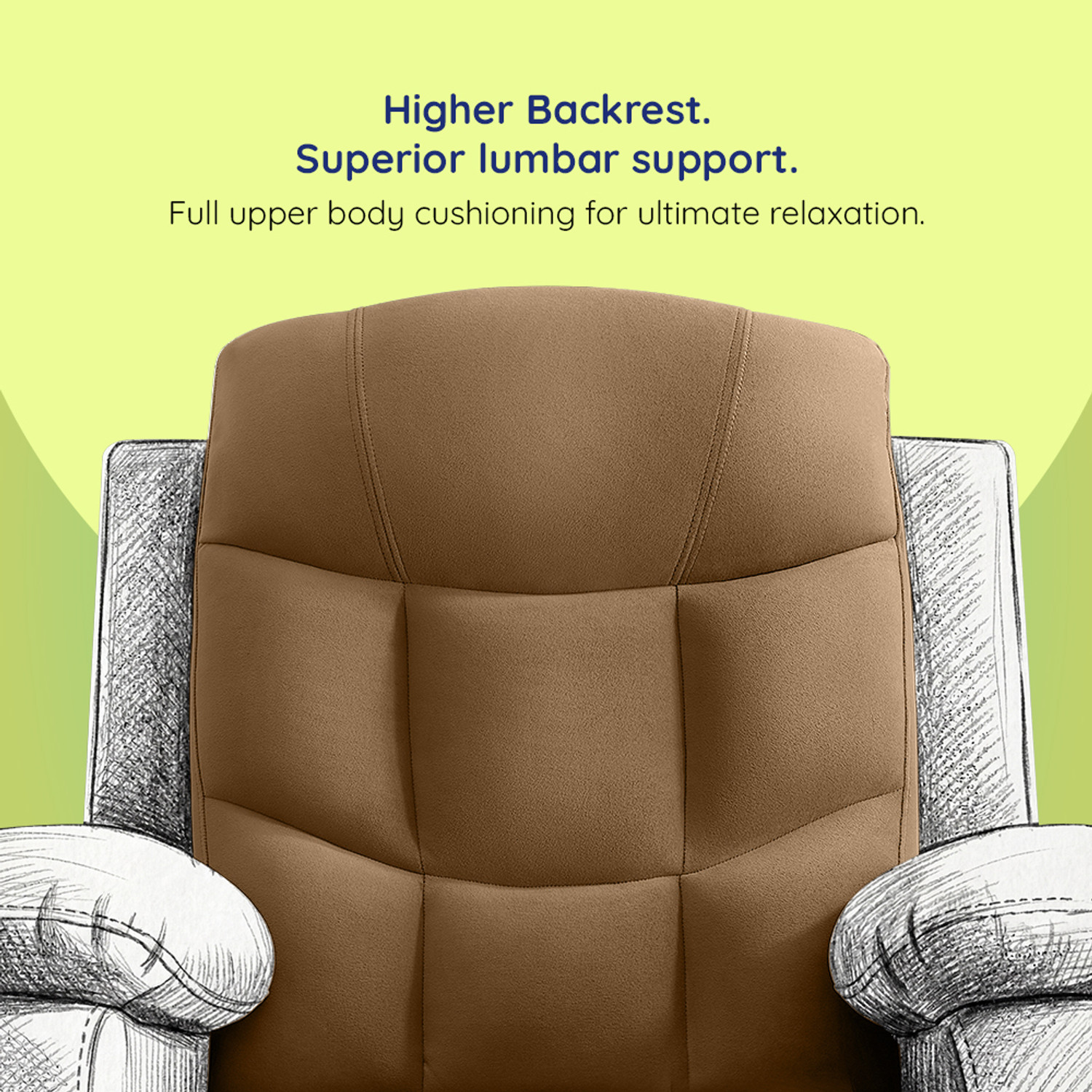 Image of Sleepyhead RX5 Ultra Designed by Duroflex - Single Seater Zig Zag Spring Suspension, Velvet Fabric Manual Recliner
