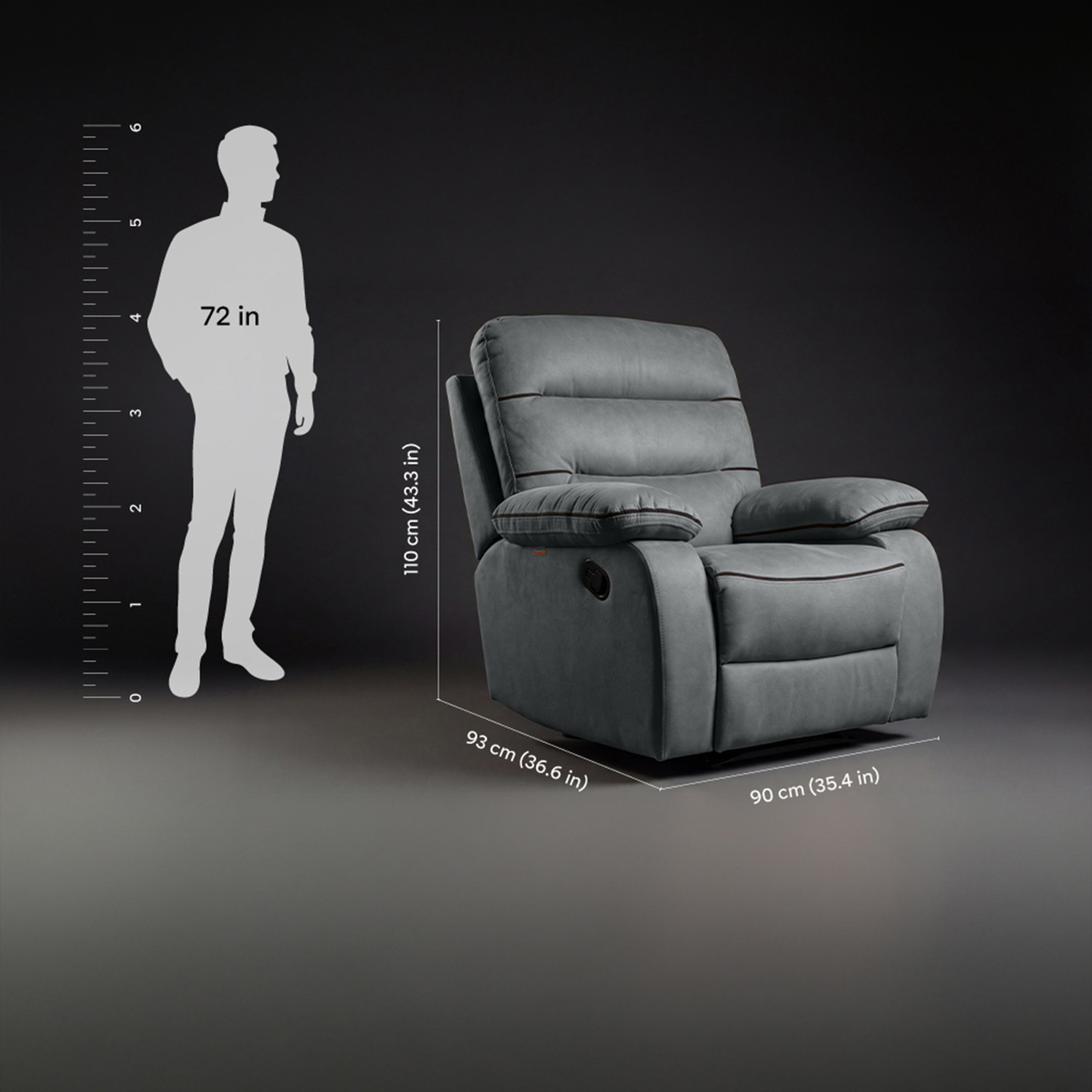 Image of Duroflex Avalon Grande - 3 Recline Modes with 3-Zone Back Support Fabric Manual Recliner