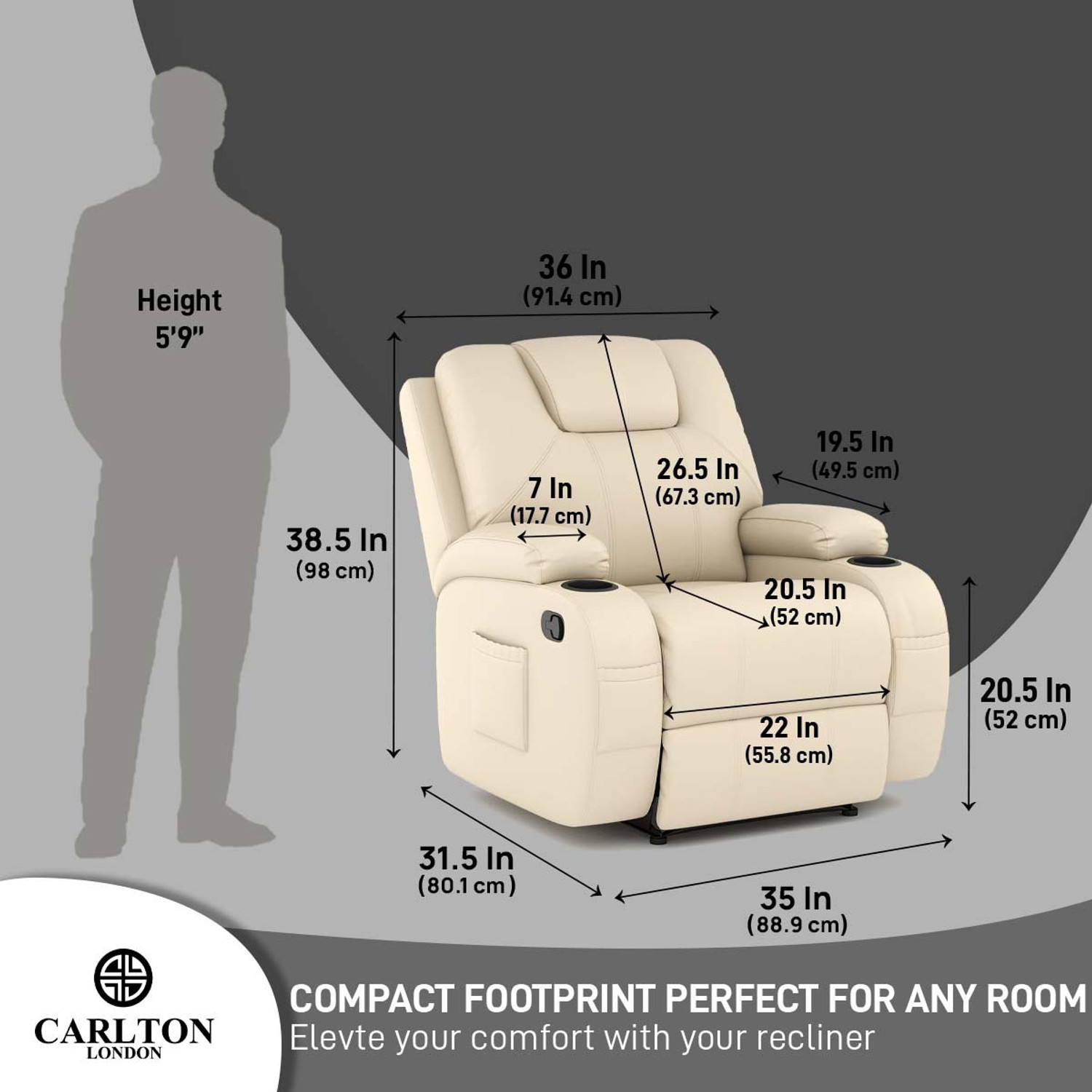 Image of CARLTON LONDON Dream Leatherette Manual Recliner