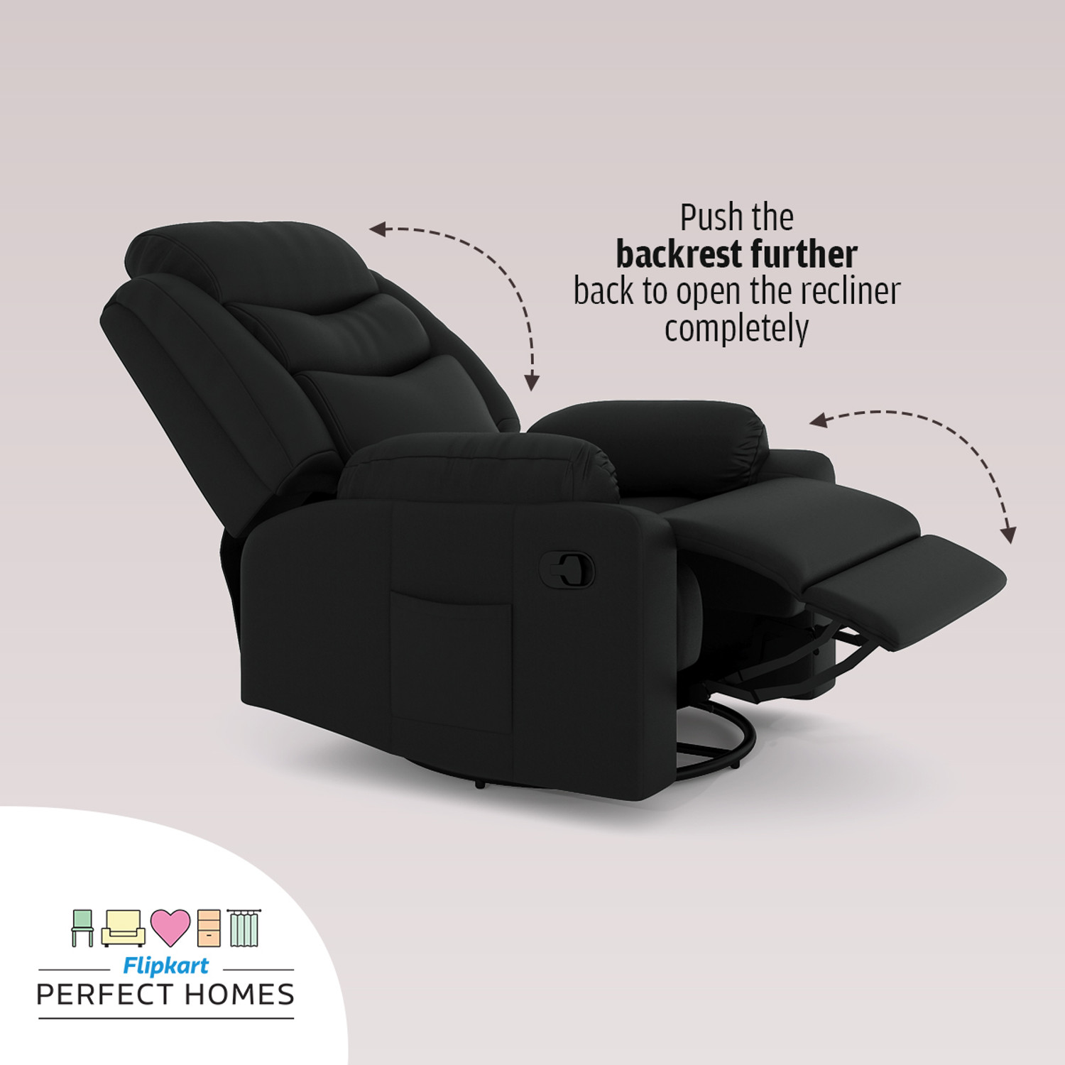 Image of Flipkart Perfect Homes Leatherette Manual Swivel & Rocker Recliner