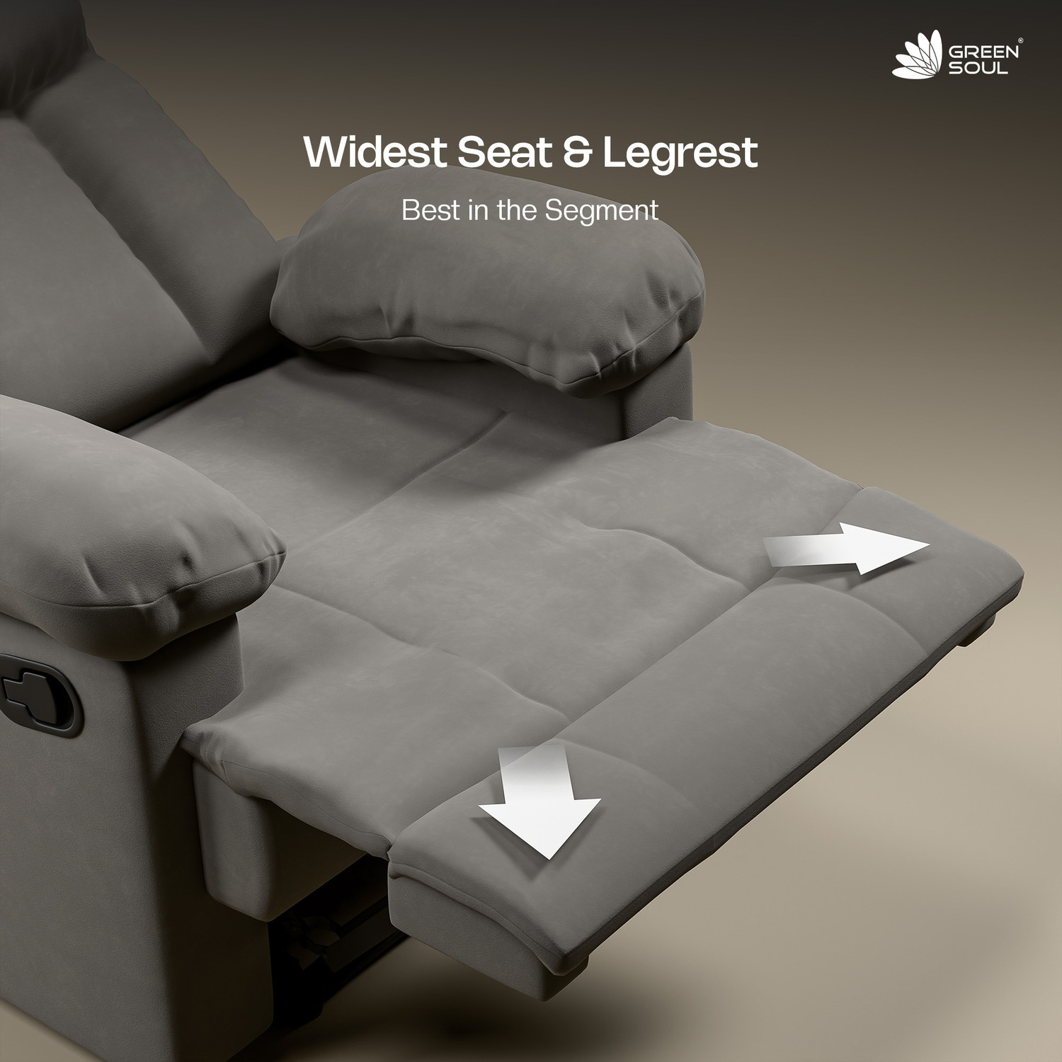 Image of GREEN SOUL Cloud Single Seater Recliner Relax (R1) Oversized Leg Rest Fabric Manual Recliner