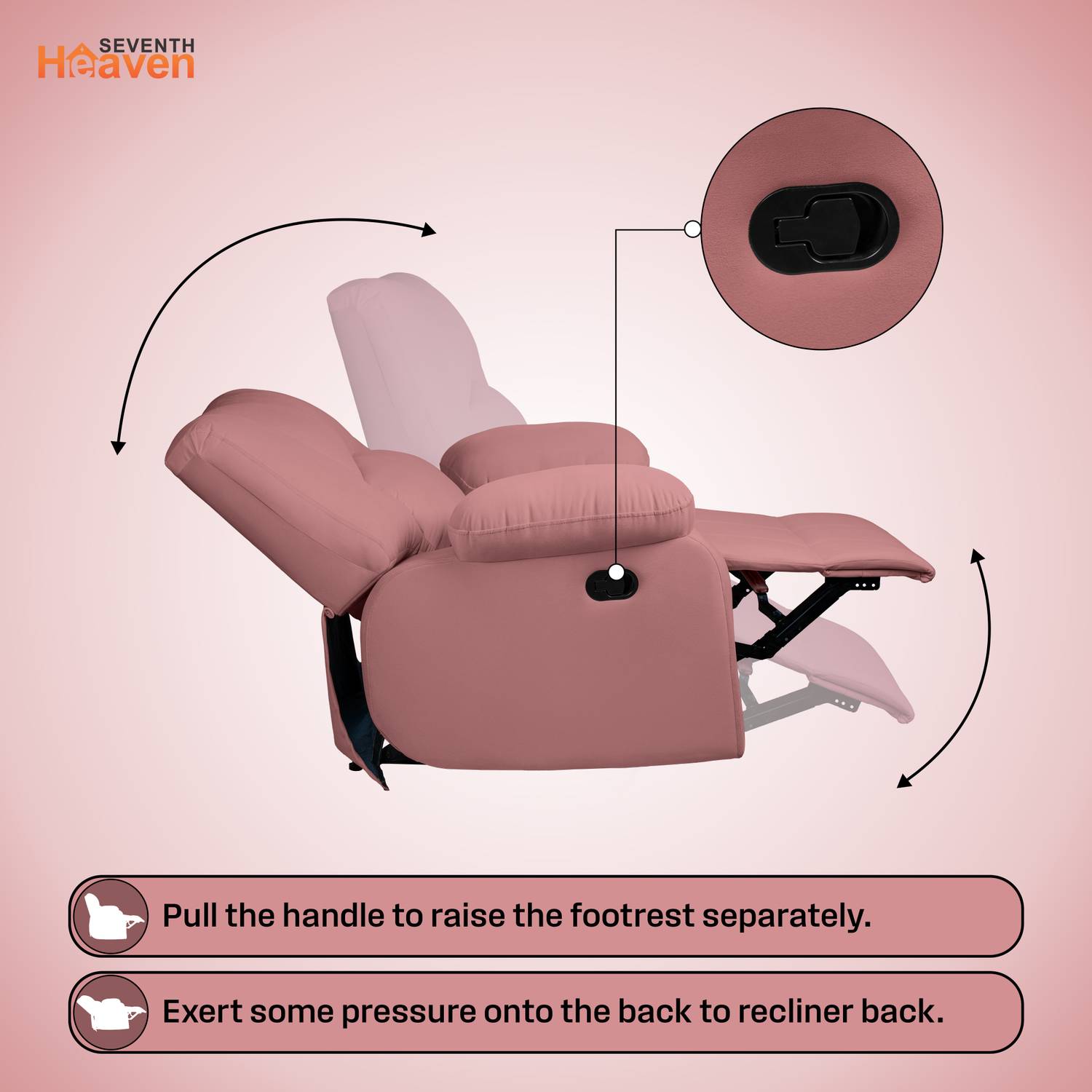 Seventh Heaven Fabric Manual Recliner Orange - Image 3