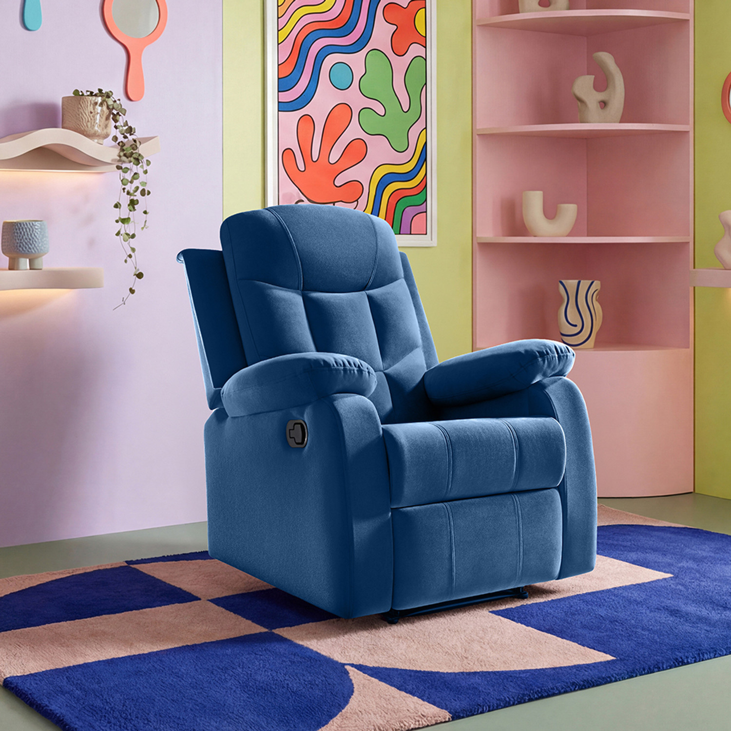 Image of Sleepyhead RX5 Ultra Designed by Duroflex - Single Seater Zig Zag Spring Suspension, Velvet Fabric Manual Recliner