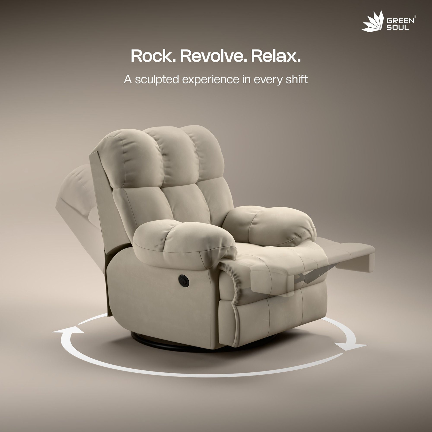 Image of GREEN SOUL Shangri-la|R3| Fabric Powered Swivel & Rocker Recliner